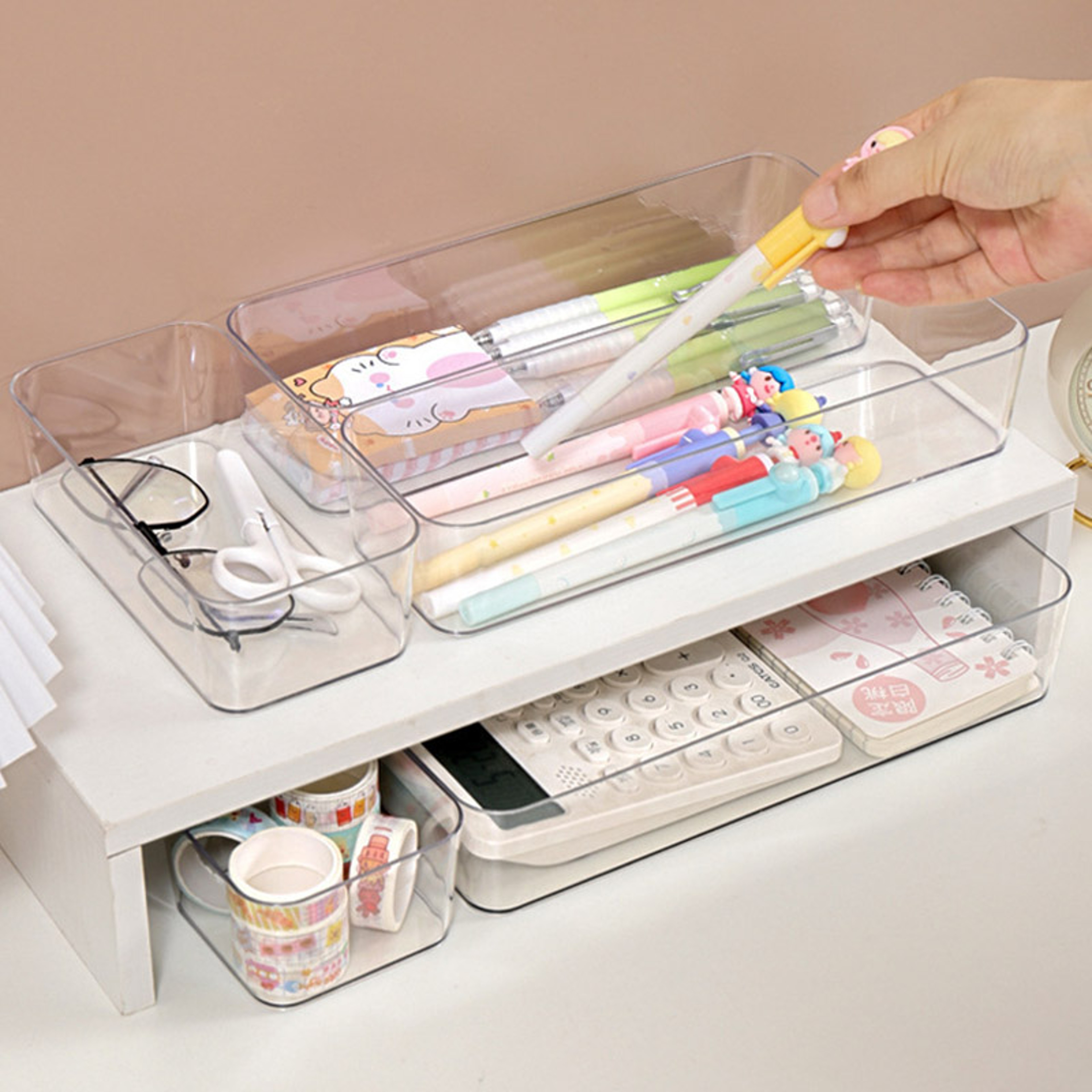 Clear Drawer Organizer Set for Makeup Jewelry and Office Storage – view 3