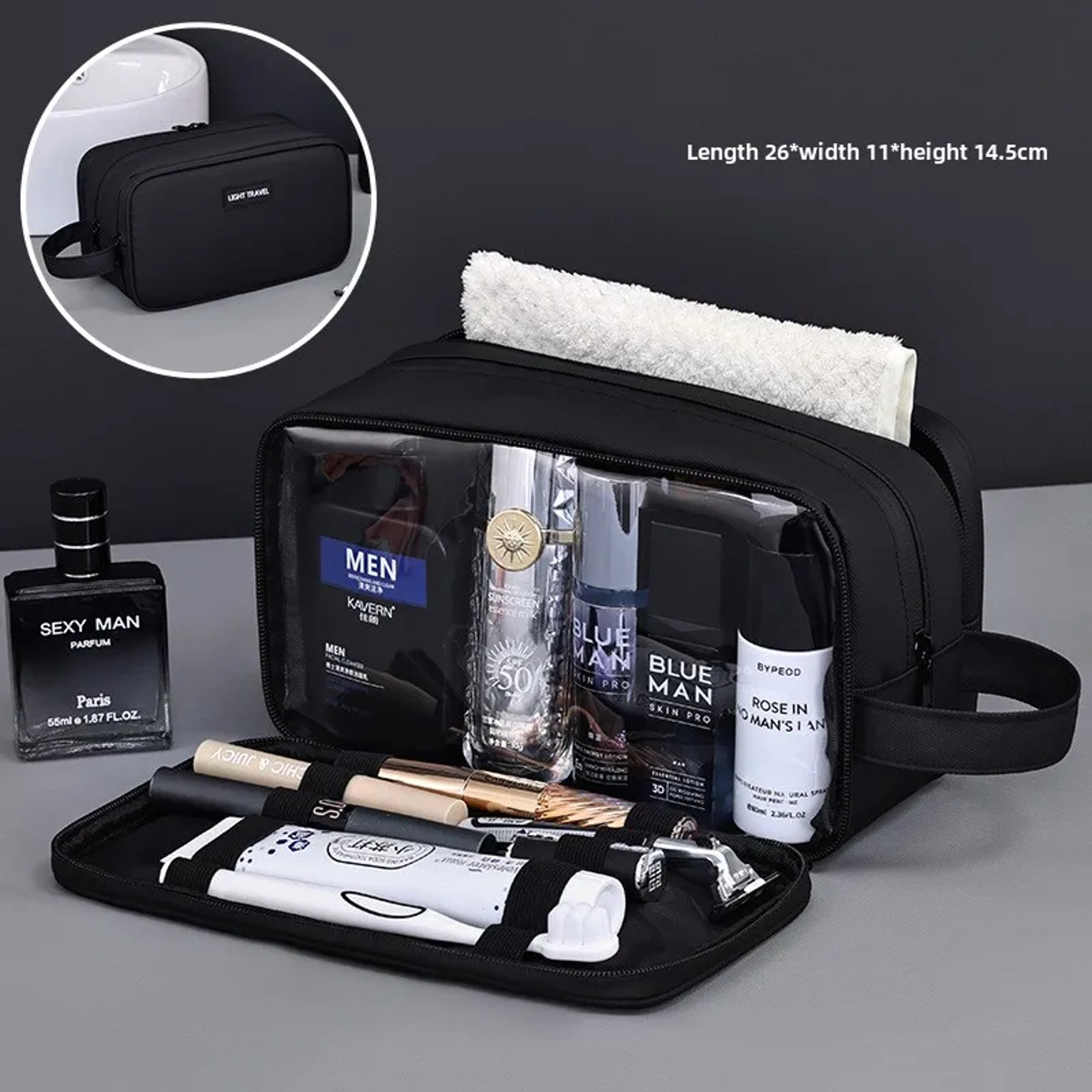 Elite 3 Layer Men's Toiletry Bag Large Capacity Travel Toiletry Organizer – view 8