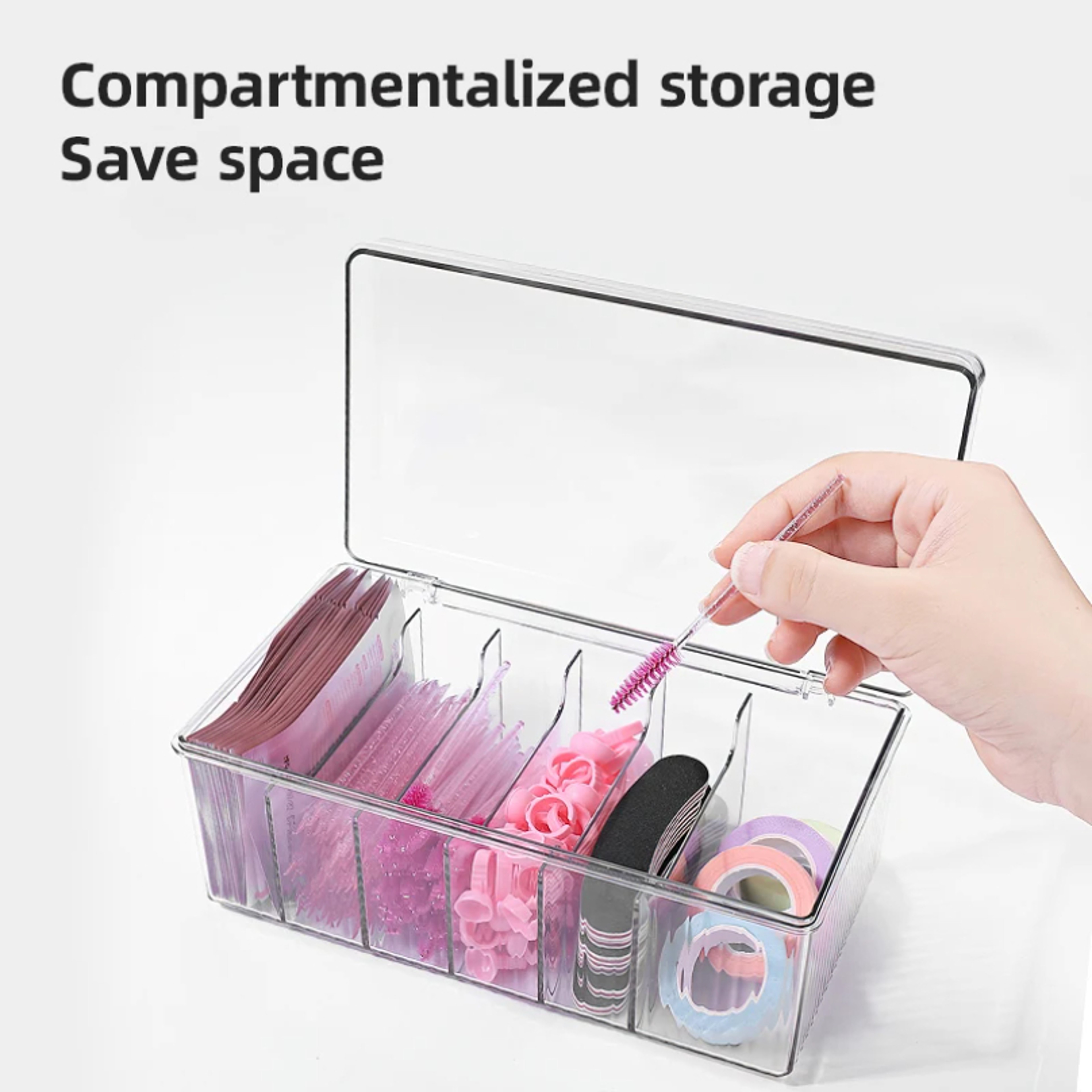 Clear Eyelash Storage Box with Lid Acrylic Lash Organizer for Makeup Supplies – view 2