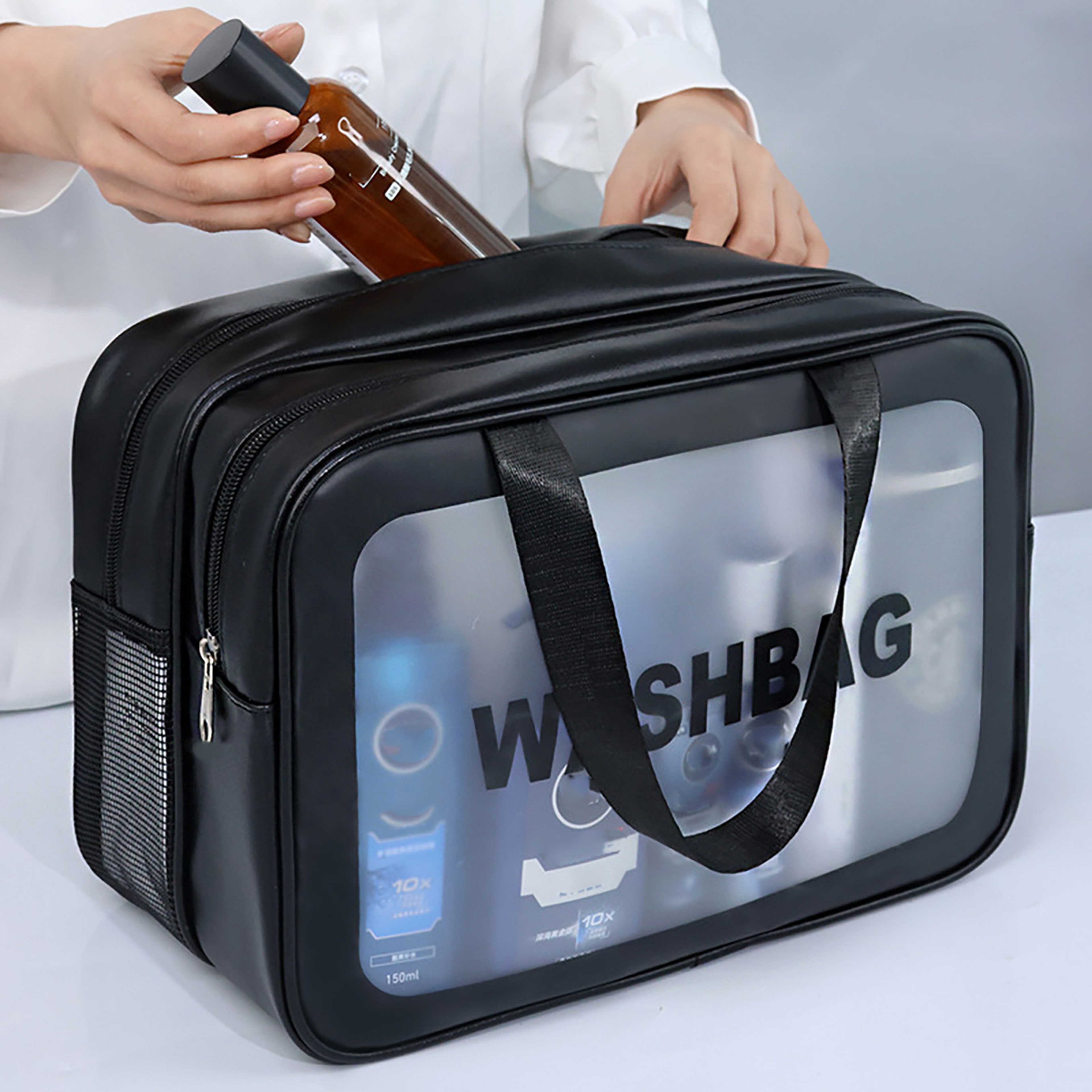 Large Capacity Travel Makeup Bag Double Layer Toiletry Organizer with Dry Wet Separation – view 1