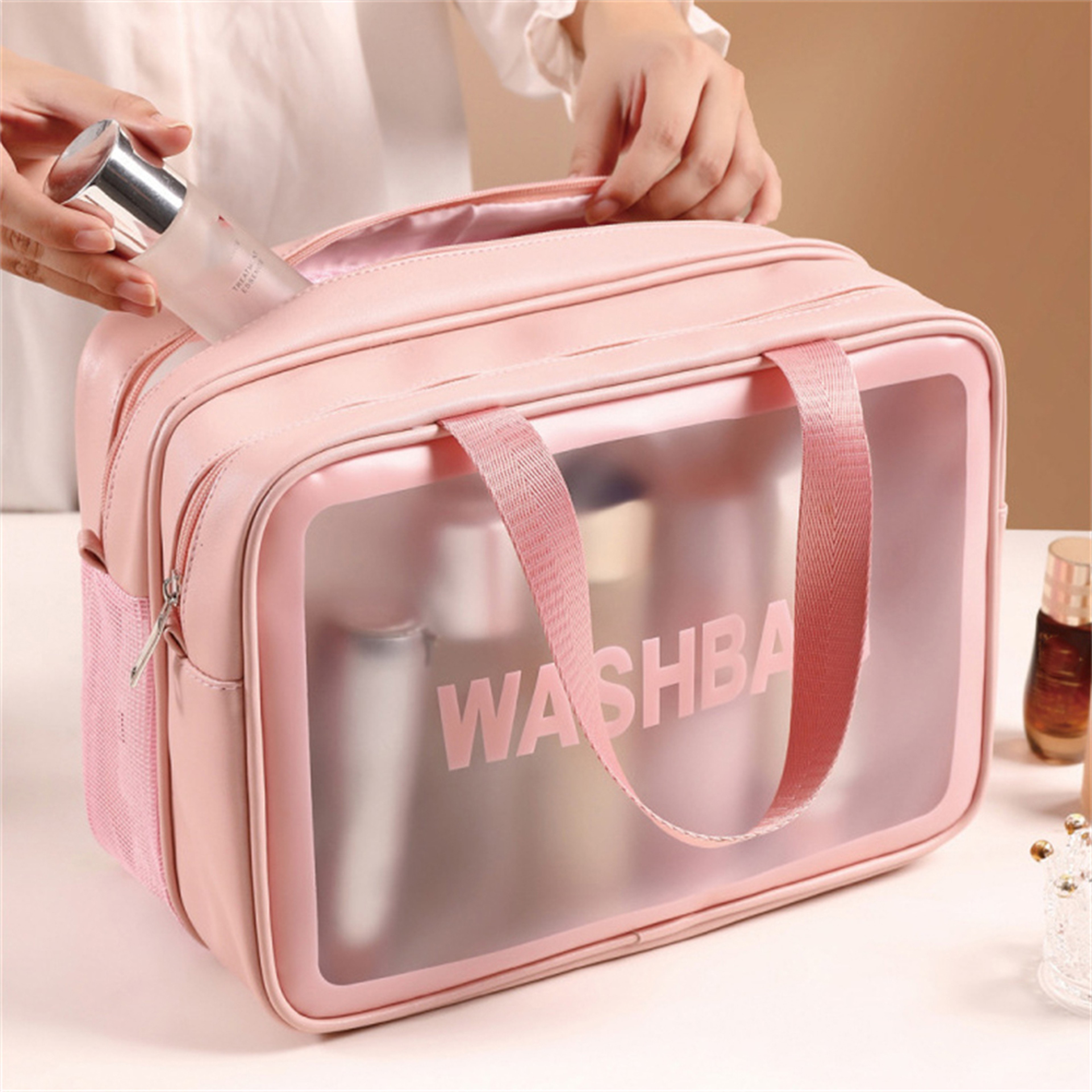 Large Capacity Travel Makeup Bag Double Layer Toiletry Organizer with Dry Wet Separation – view 7
