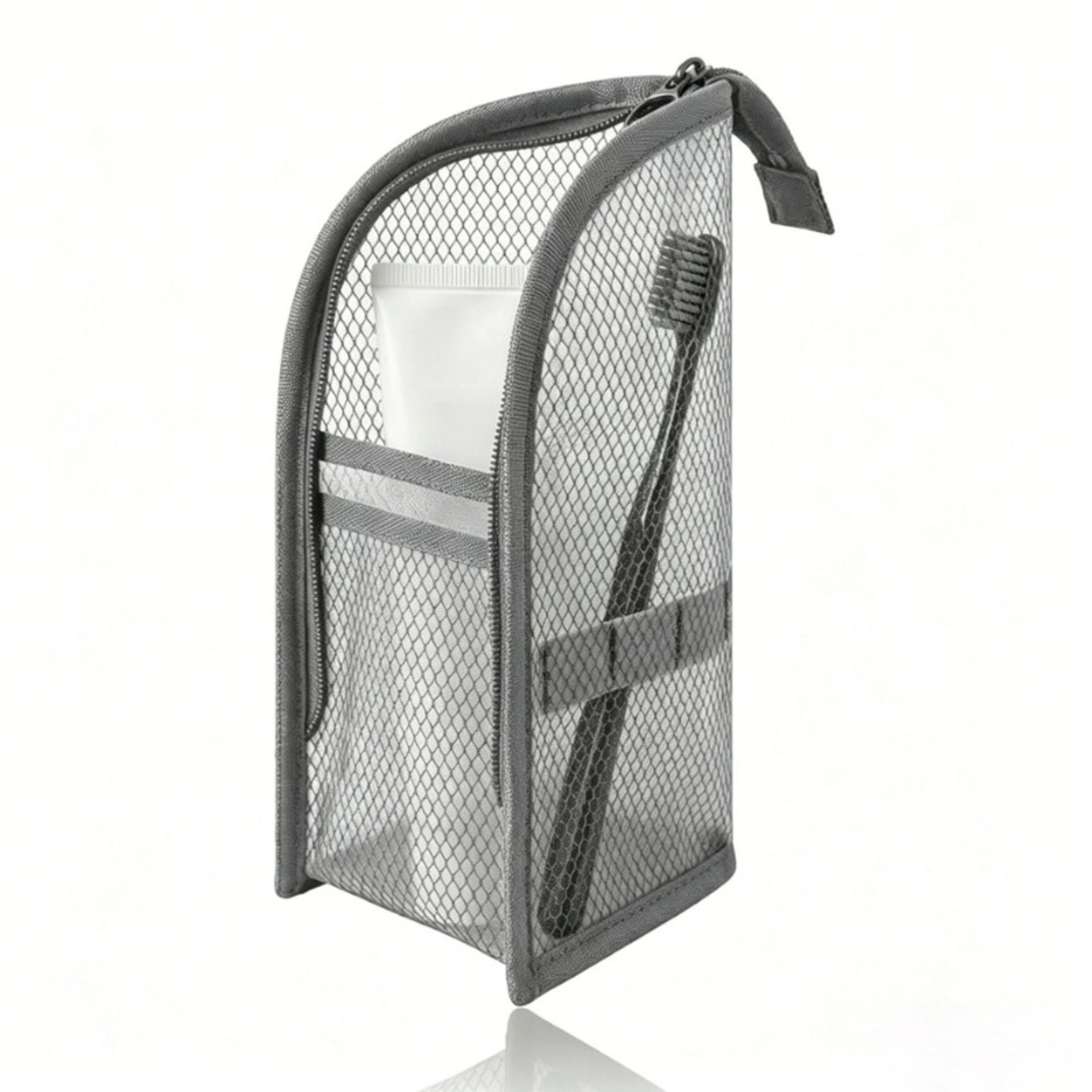 Standing Mesh Toiletry Bag Waterproof Travel Makeup Organizer For Cosmetics And Toothbrush Storage 7