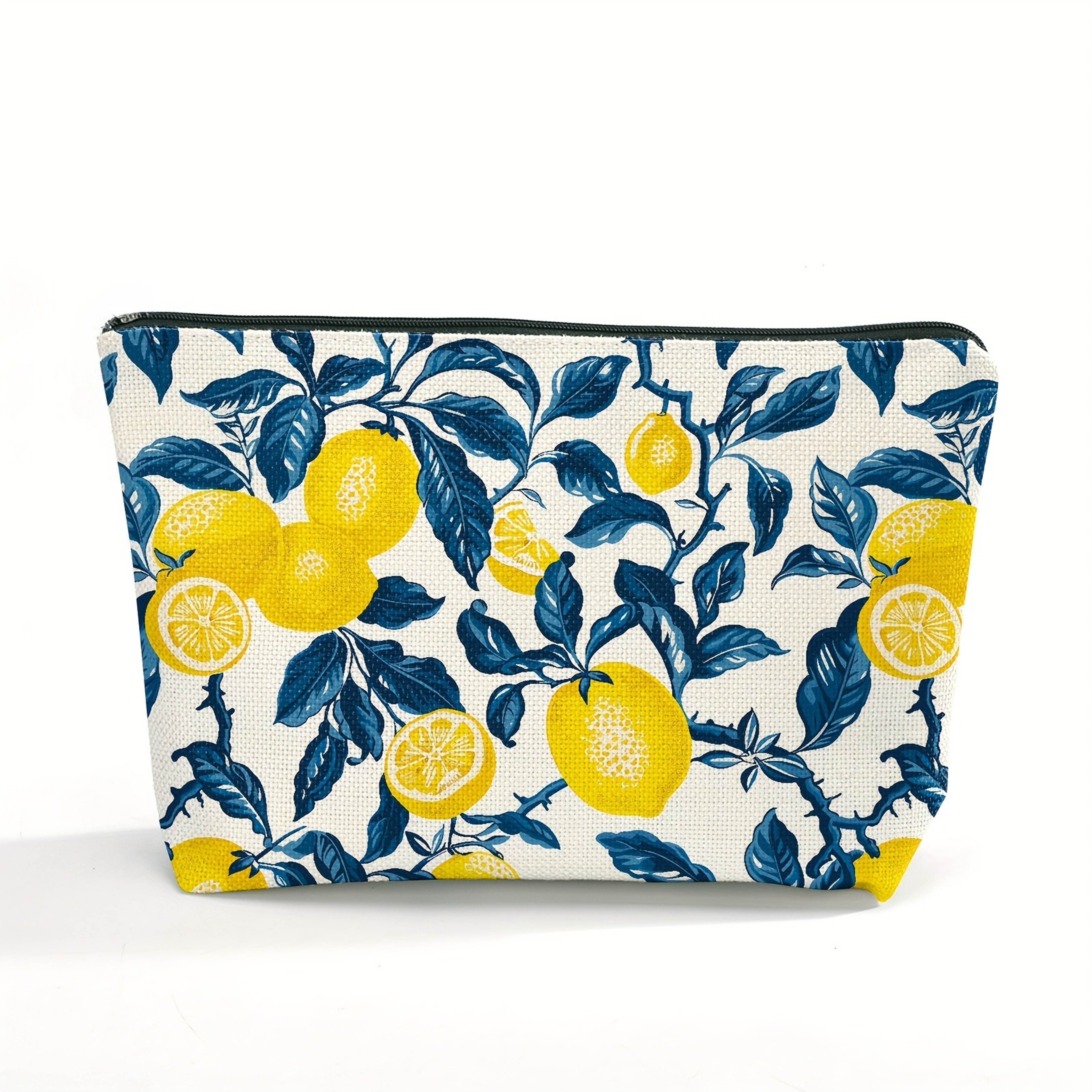 Lemon Floral Cosmetic Bag for Women, Travel Makeup Bag and Zipper Toiletry Pouch – view 8