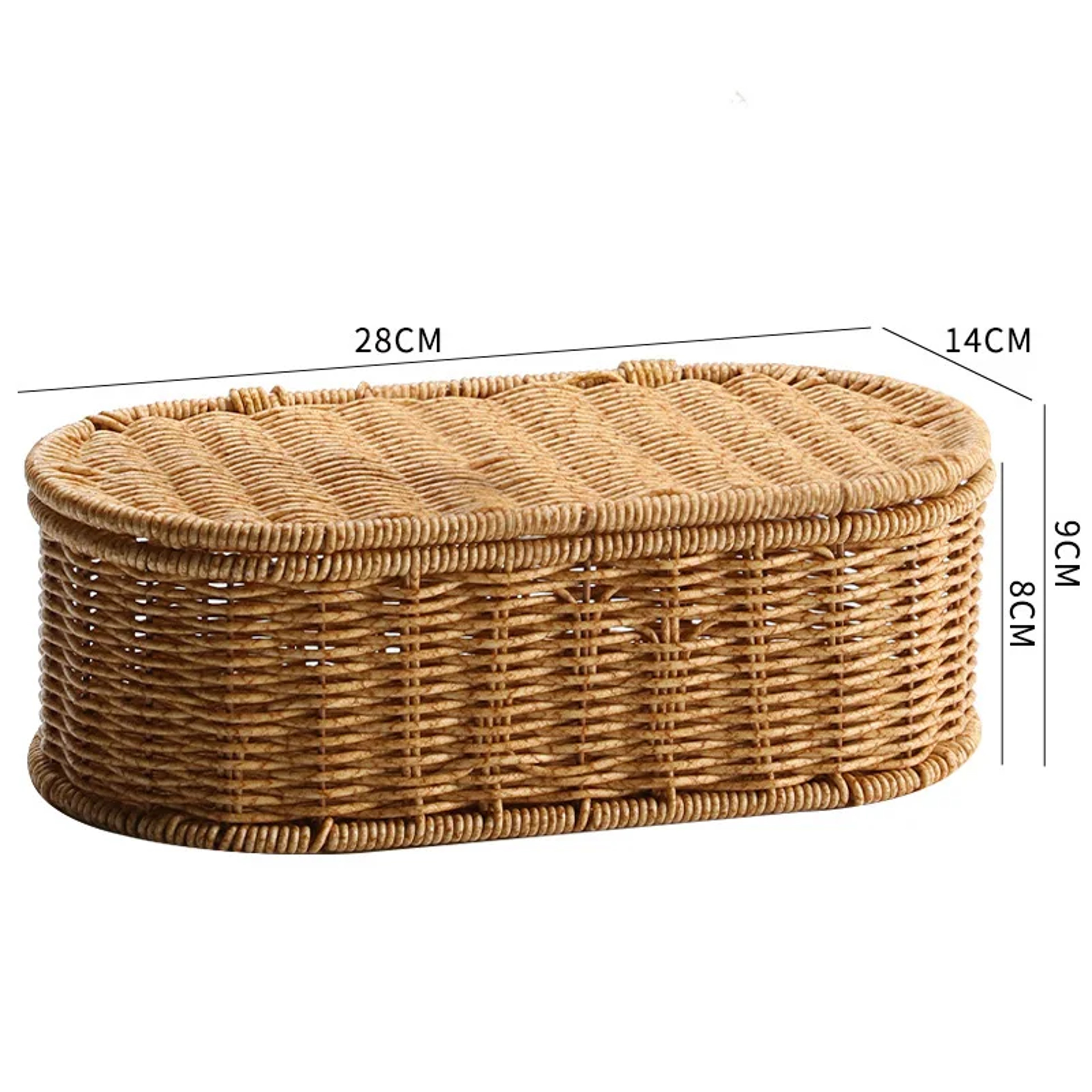 Boho Rattan Storage Basket with Lid, Woven Storage Box and Kitchen Organizer – view 8