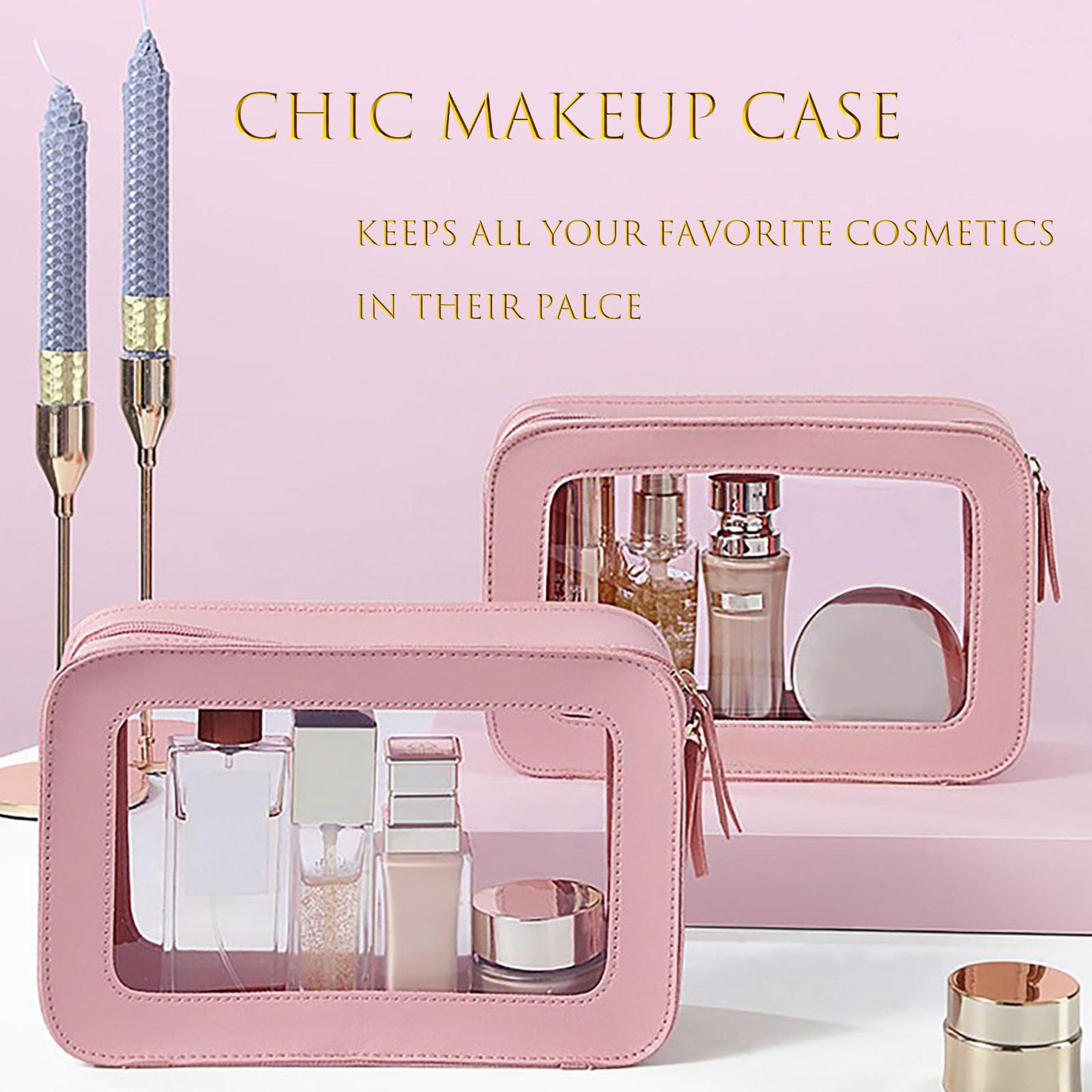 Clear Waterproof Makeup Bag Travel Cosmetic Organizer for Women – view 2