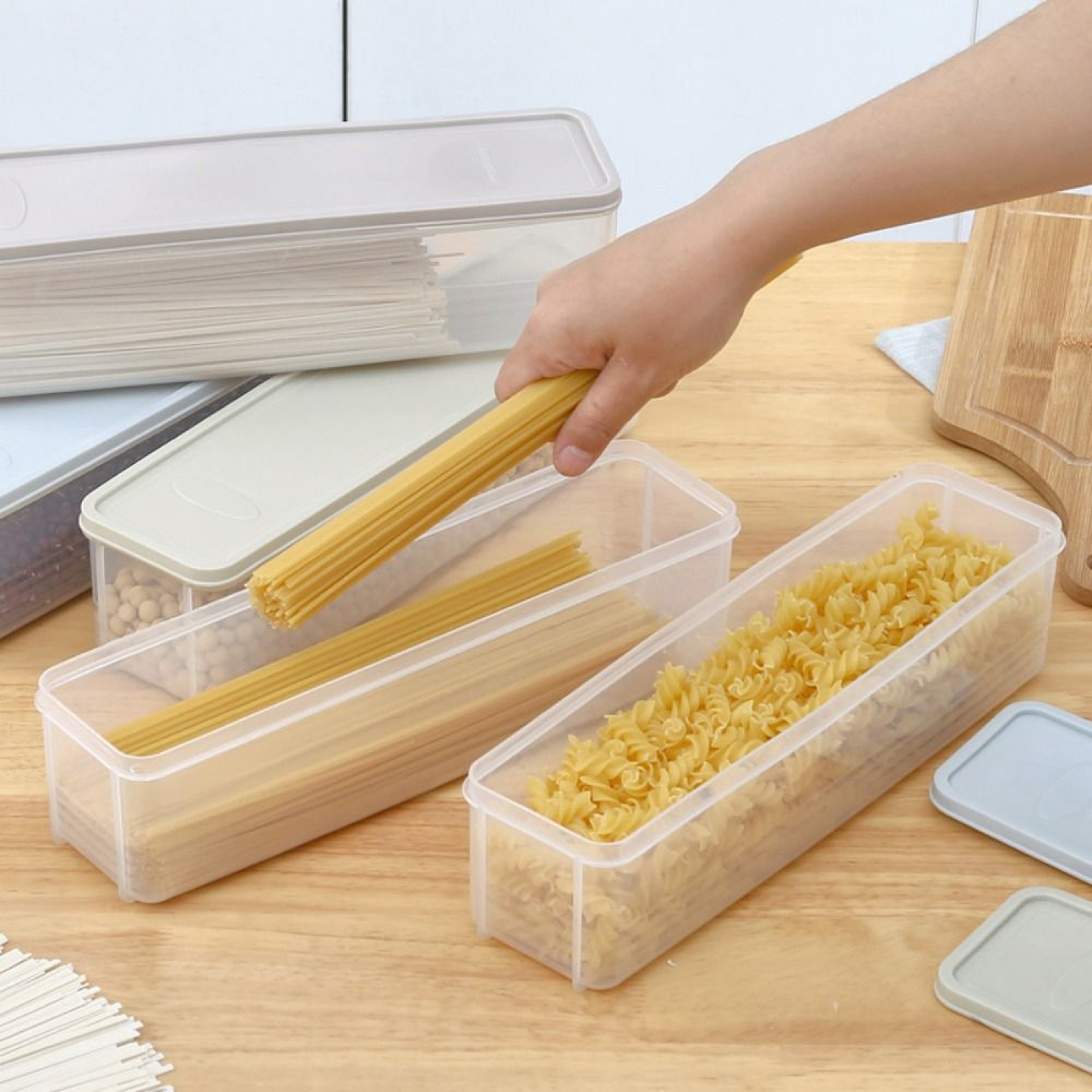 Spaghetti Storage Container with Lid Clear Pasta Storage Container for Fresh Organized Pantries – view 4