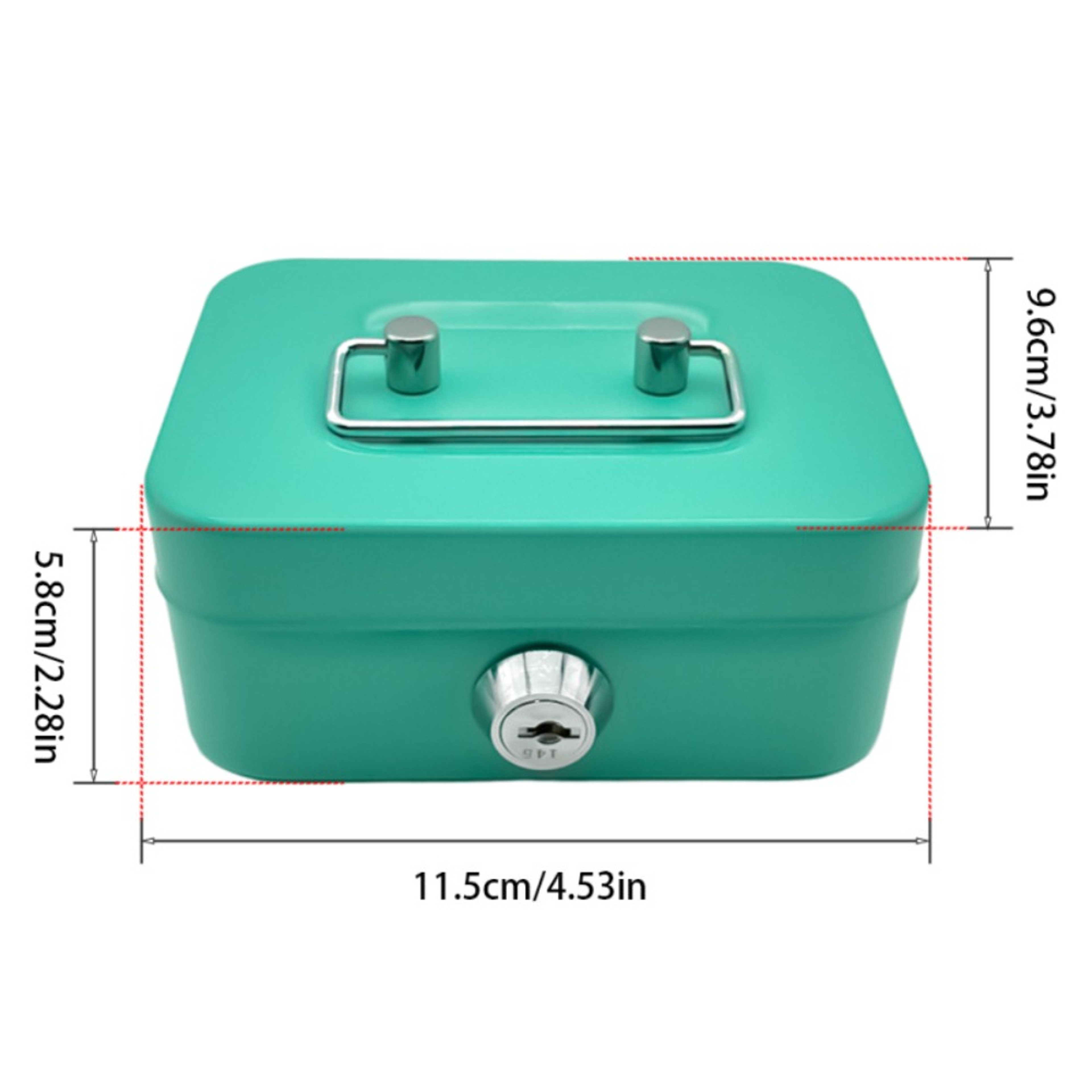 Portable Metal Cash Box with Key Lock and Handle for Kids and Valuables – view 6