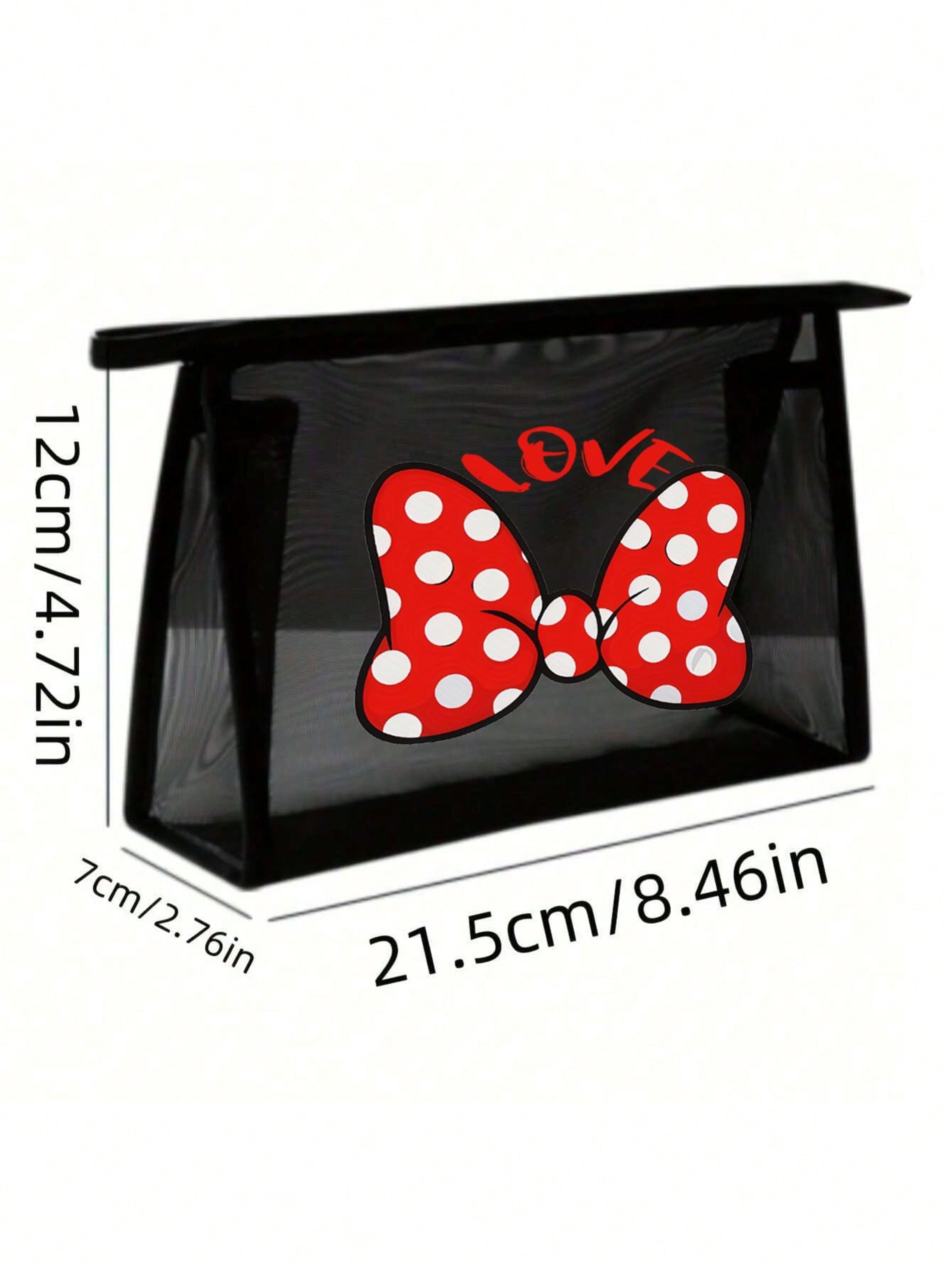 Black Bow Mesh Makeup Bag Portable Travel Cosmetic Bag and Toiletry Organizer – view 4