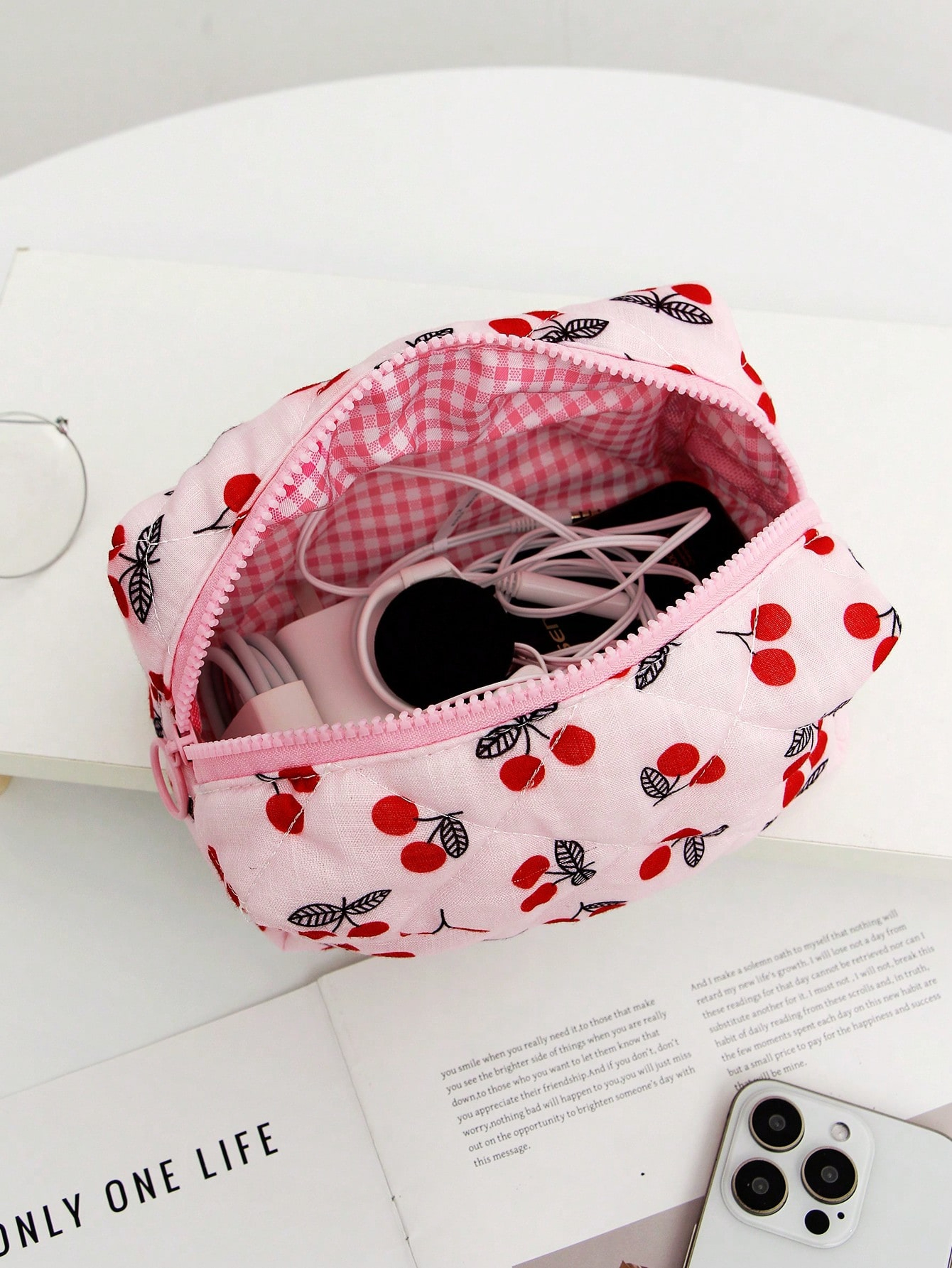 Cherry Bow Makeup Bag Cute Travel Cosmetic Organizer for Women – view 5