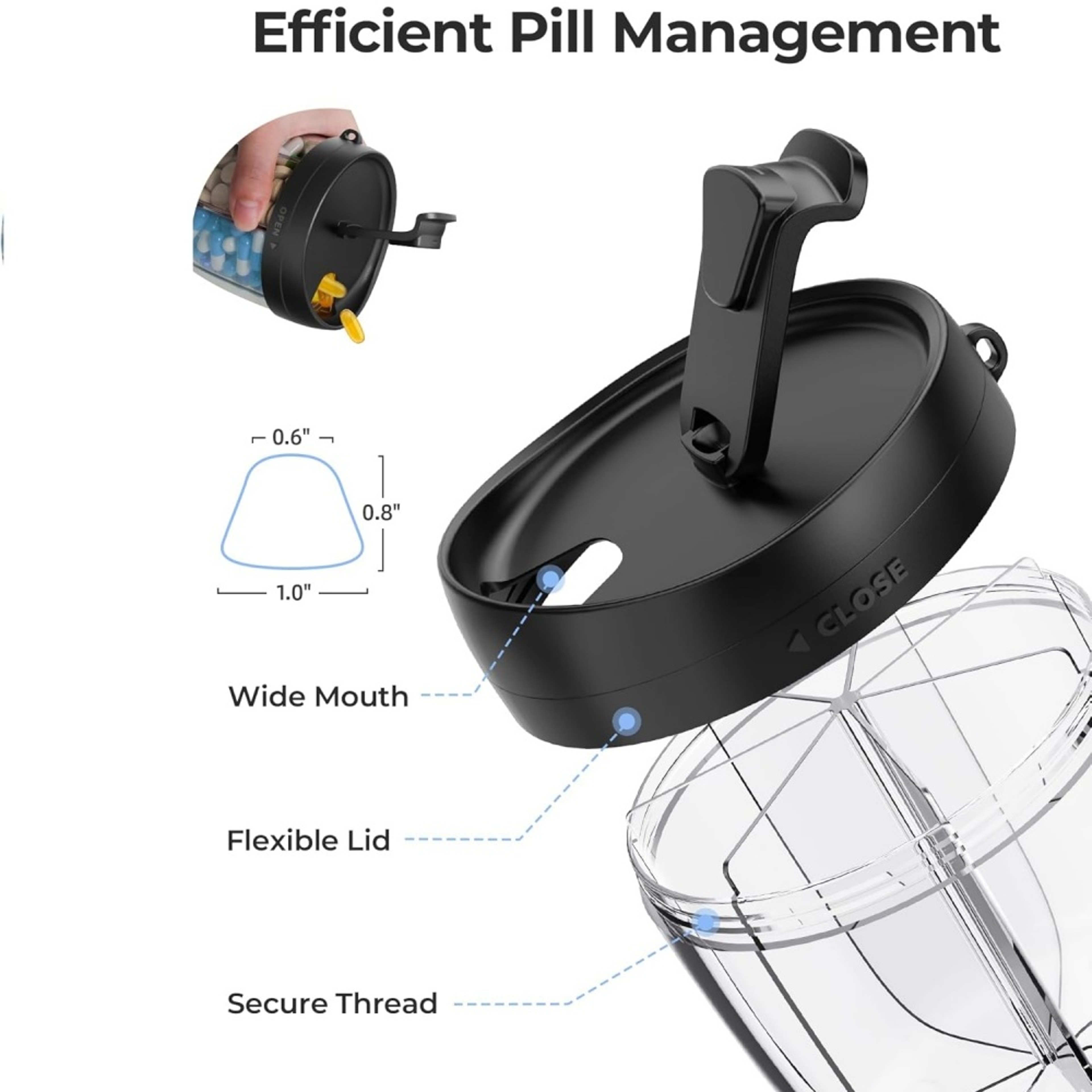 7 Compartment Pill Organizer Portable Pill Dispenser With Wide Opening Anti Mix Storage 3
