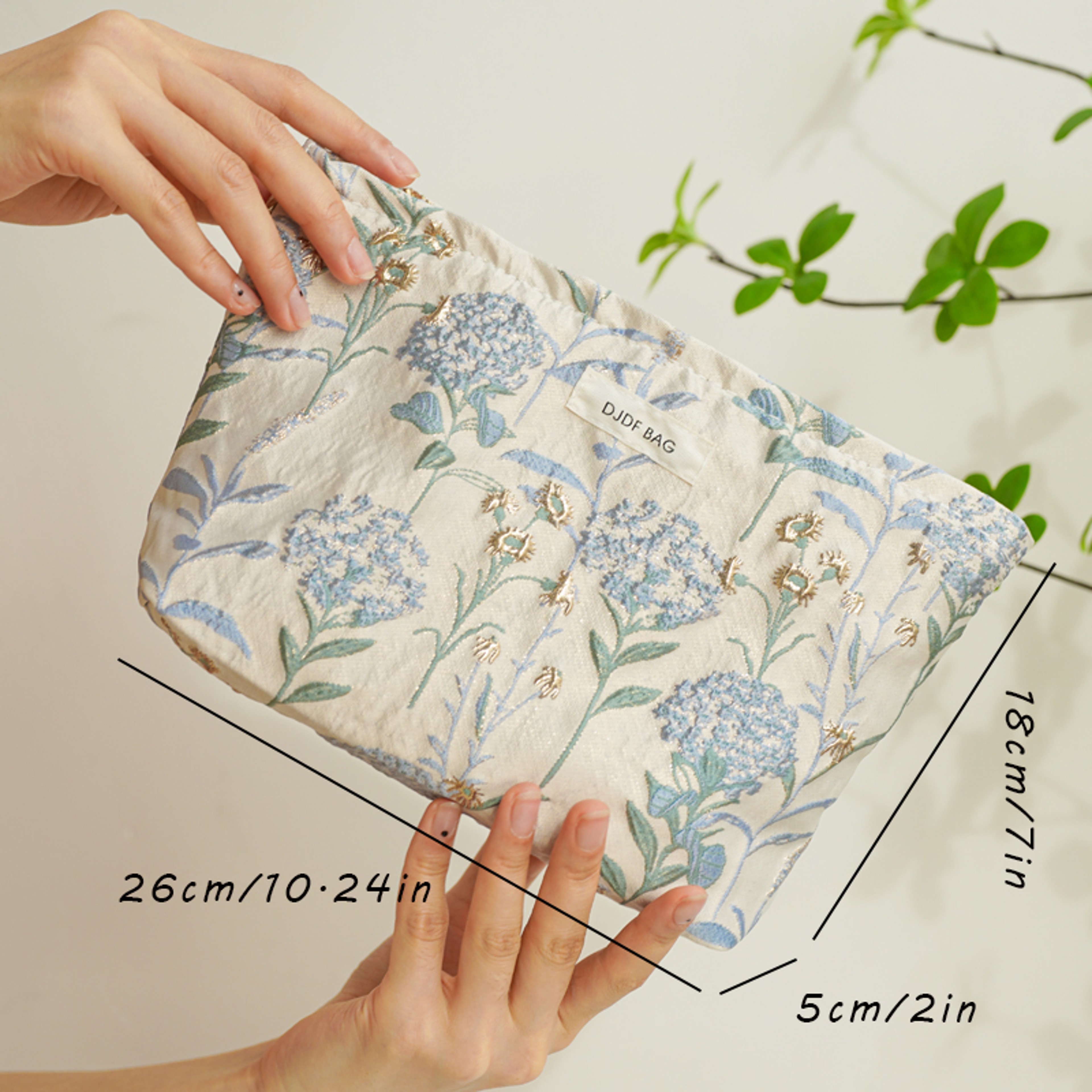 Blue Bouquet Makeup Bag For Women Large Capacity Travel Toiletry Bag And Period Essentials Organize 3