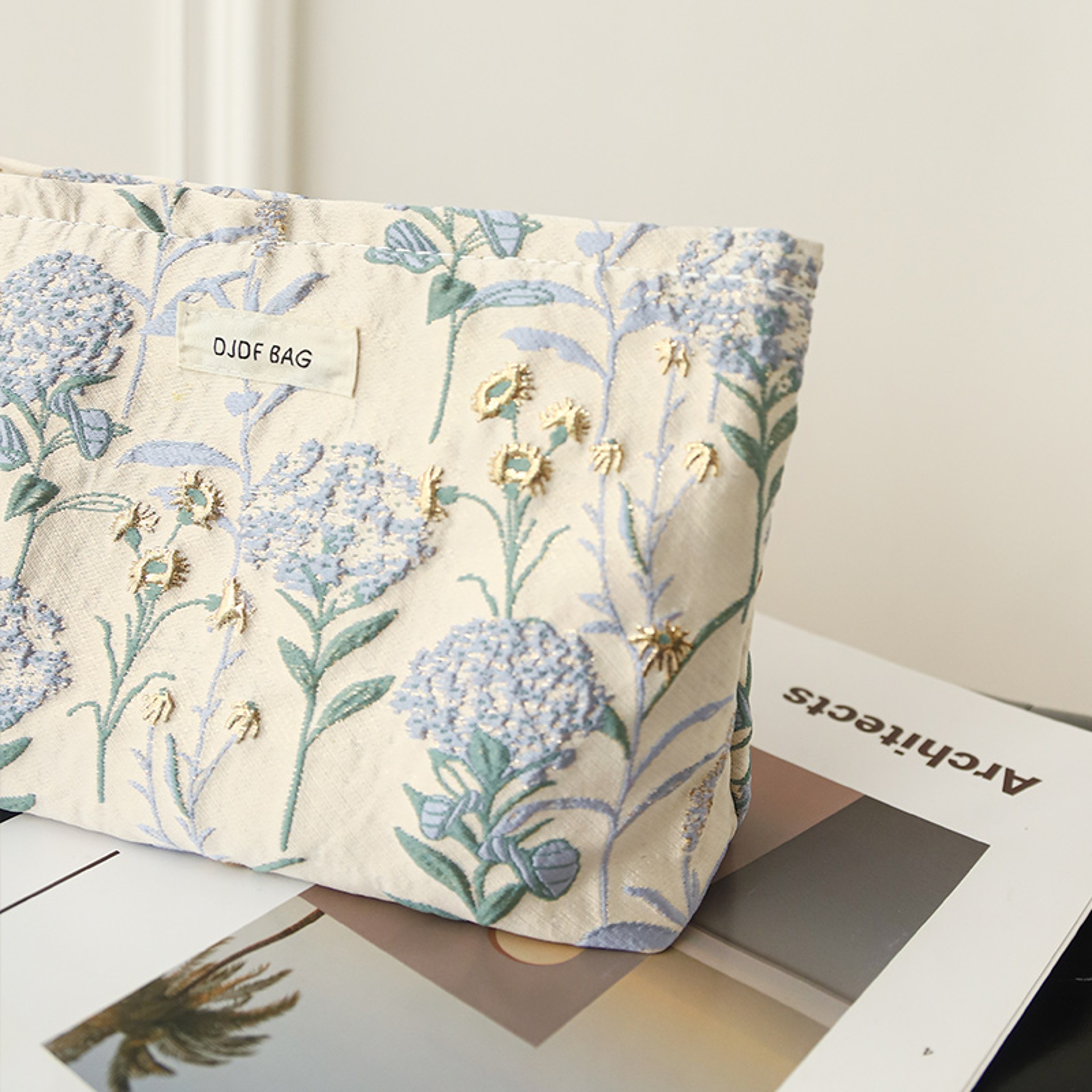 Blue Bouquet Makeup Bag For Women Large Capacity Travel Toiletry Bag And Period Essentials Organize 5