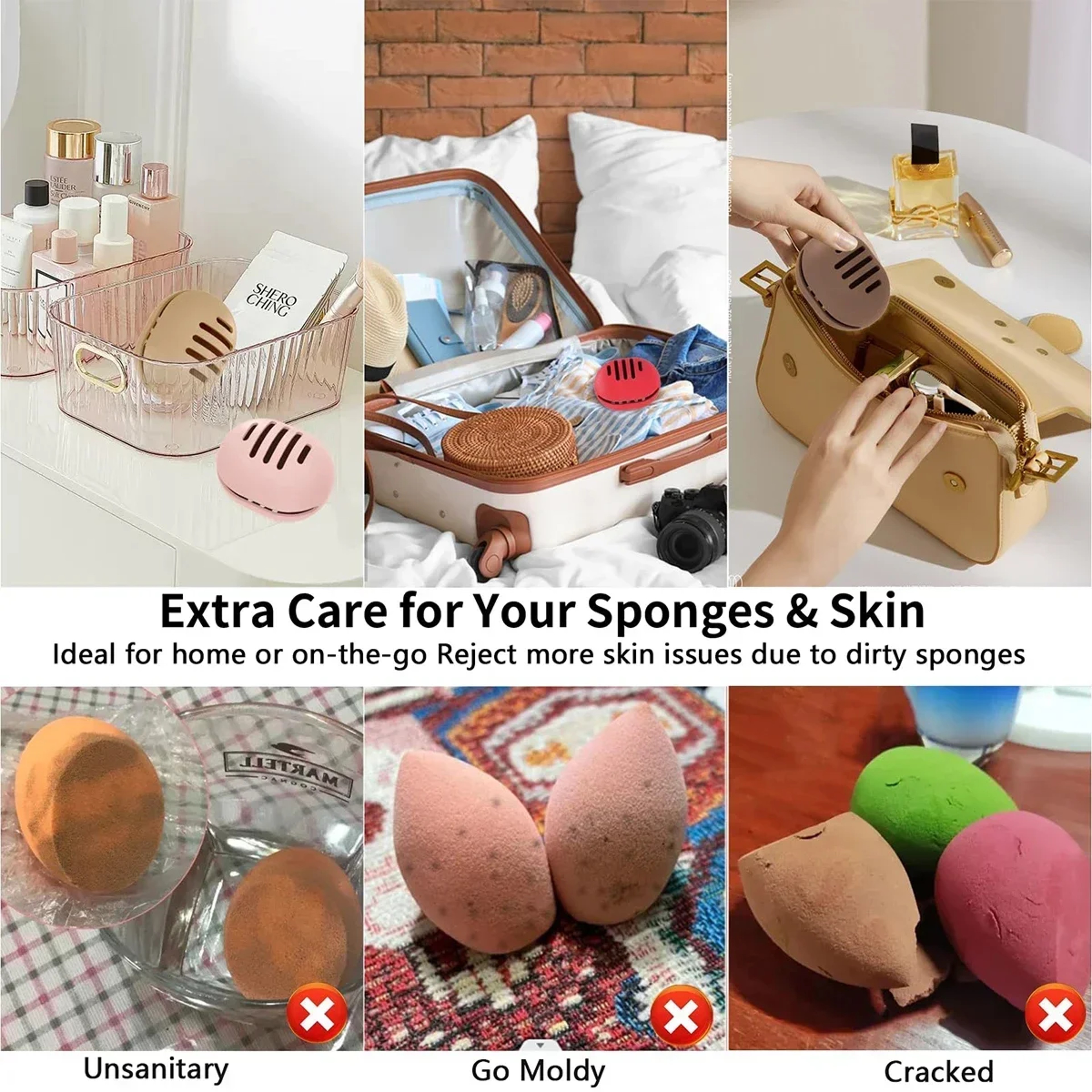 Silicone Makeup Sponge Holder Ventilated Beauty Blender Travel Case 1