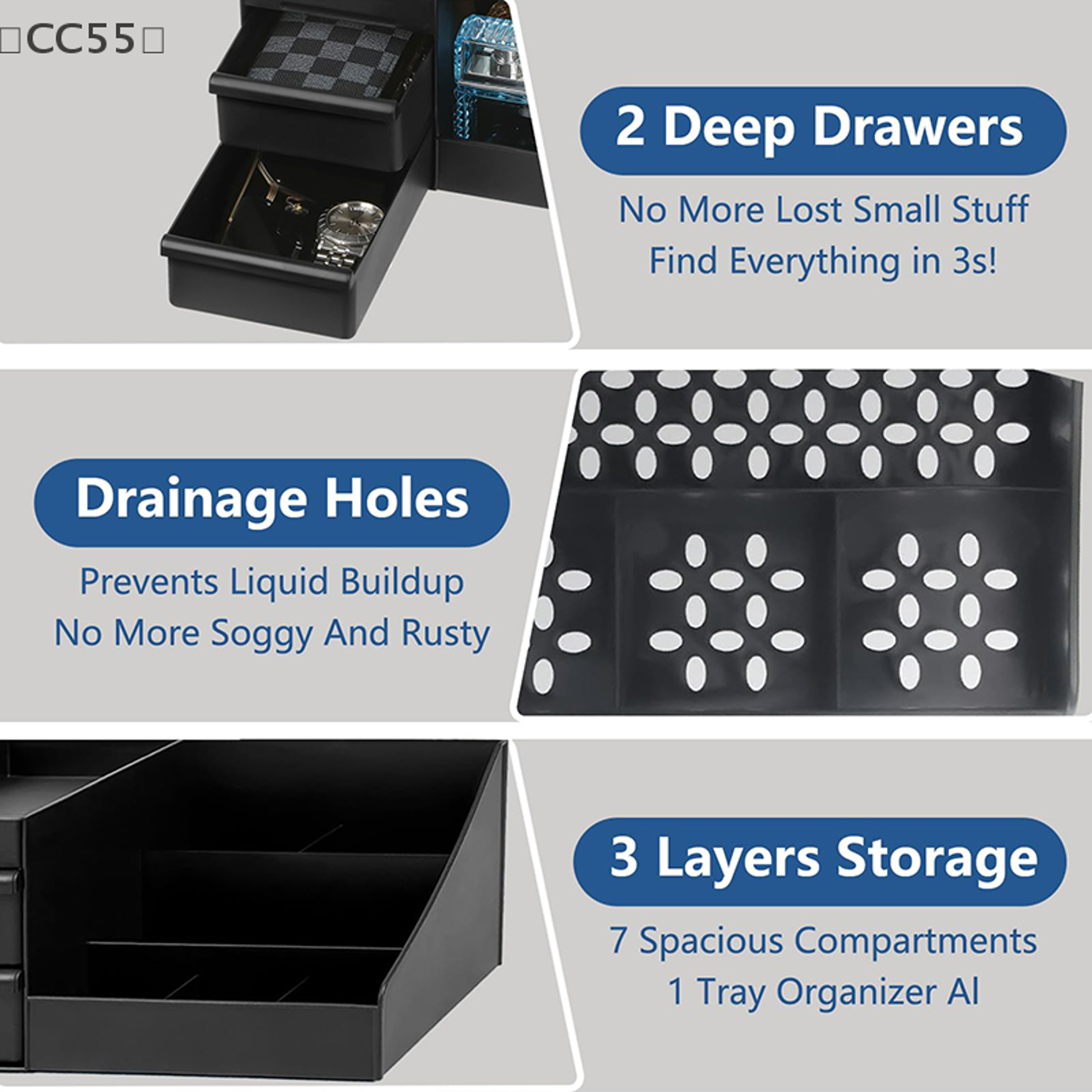 Mens Cologne Organizer with Drawers, Perfume Stand and Dresser Countertop Storage – view 4