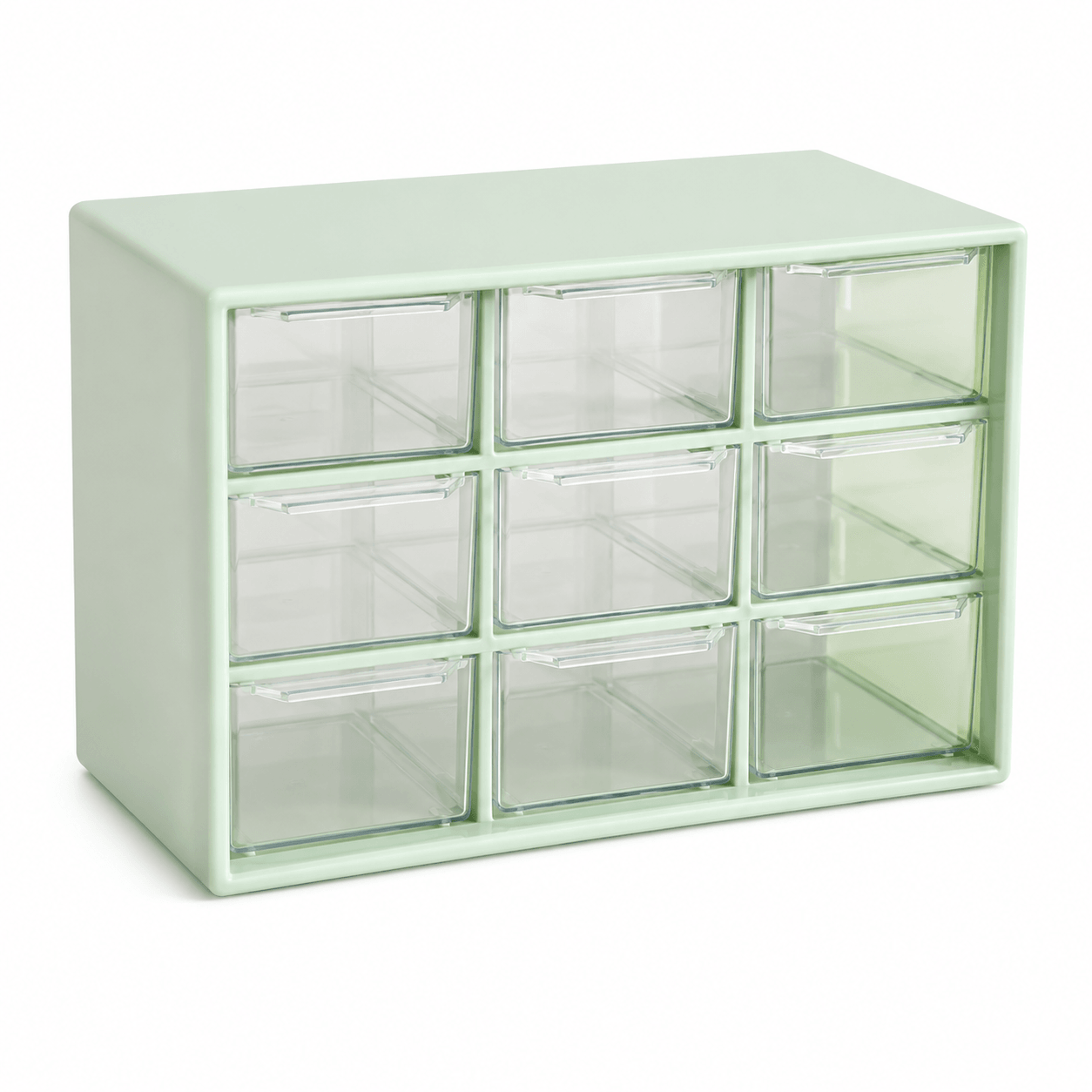 9 Grid Desk Organizer With Drawers Transparent Wall Mount Small Parts Storage Box 0