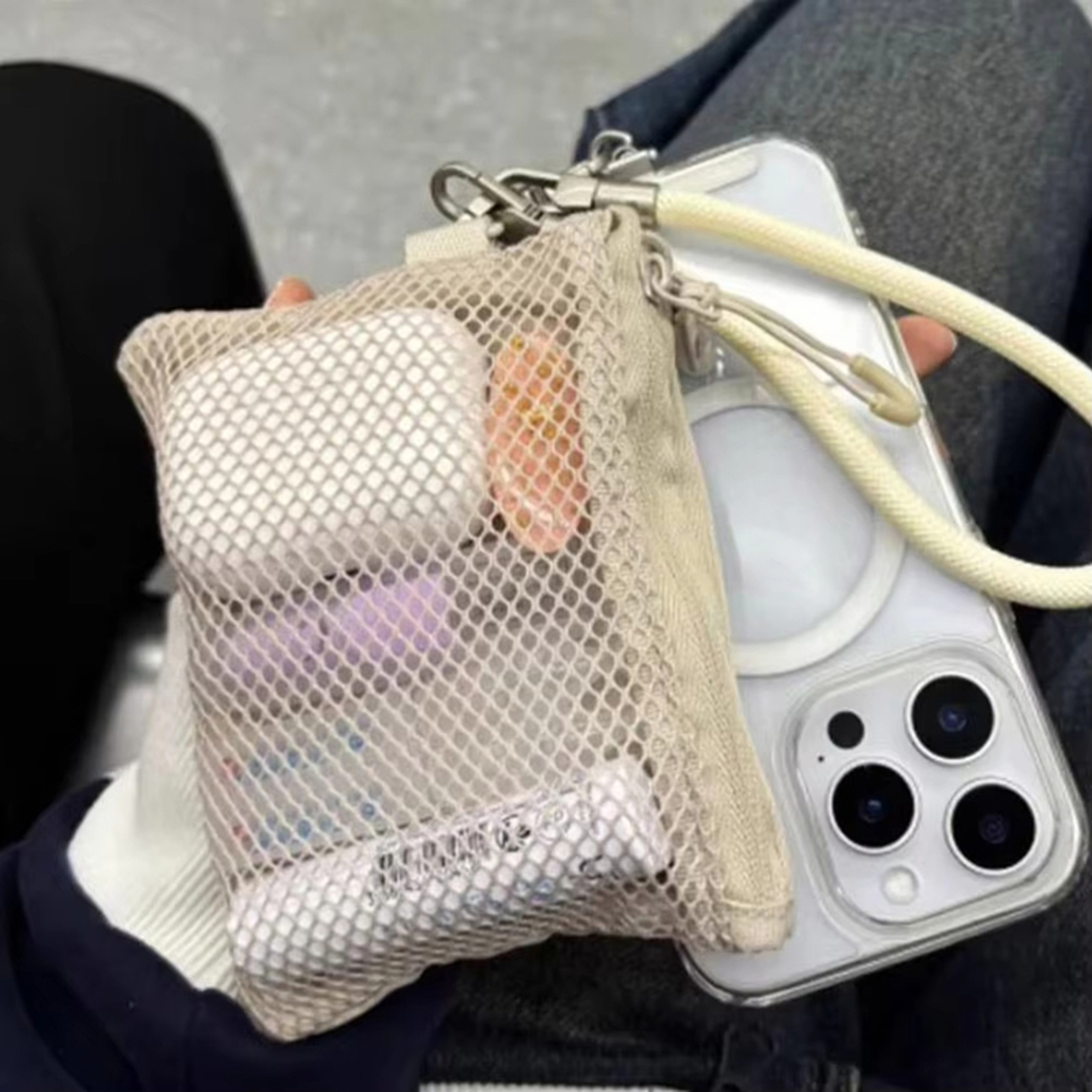 Dual Layer Travel Makeup Bag Mesh Cosmetic Organizer With Zipper 1