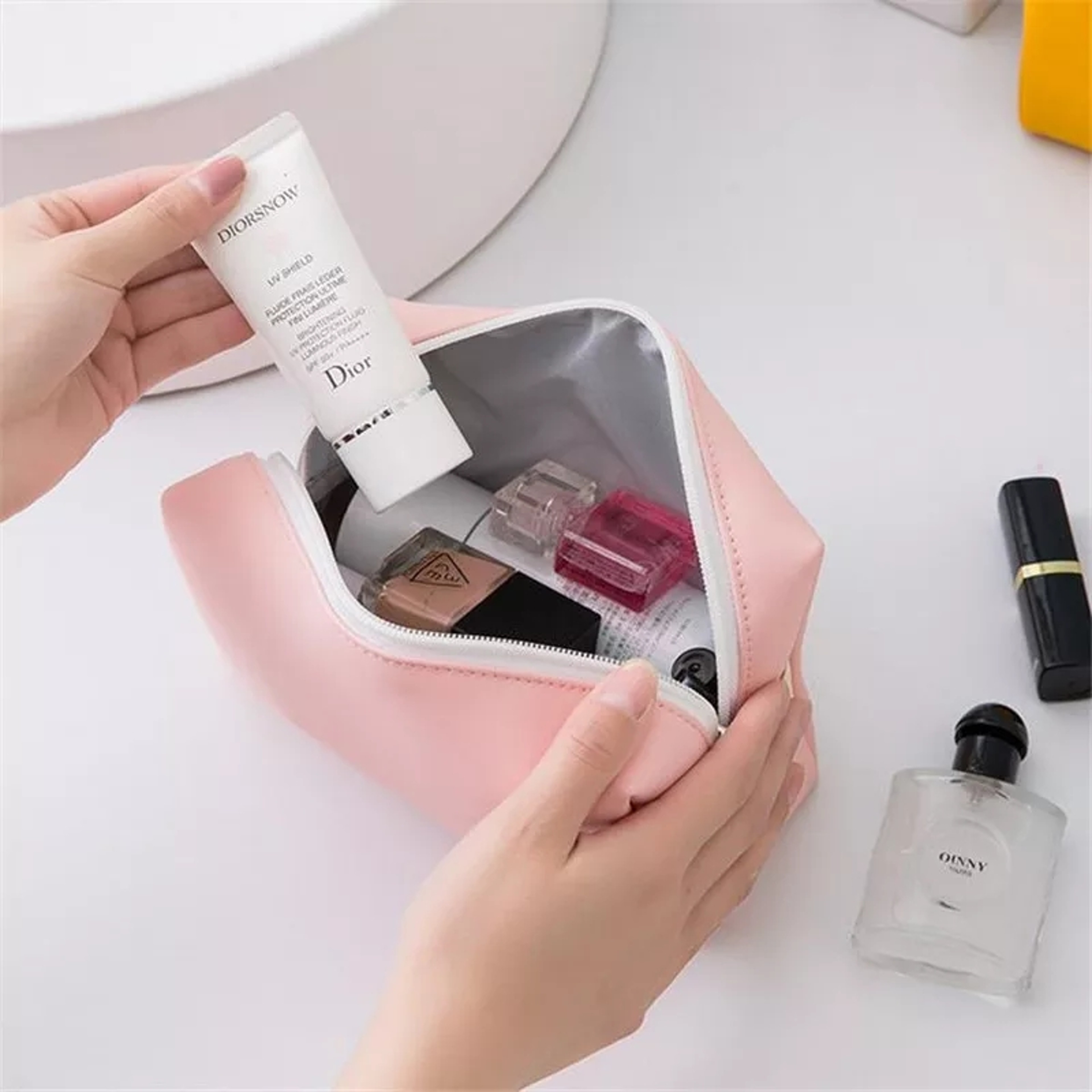 Candy Color Waterproof Cosmetic Bag For Women Portable Travel Makeup Bag And Toiletry Organizer 3