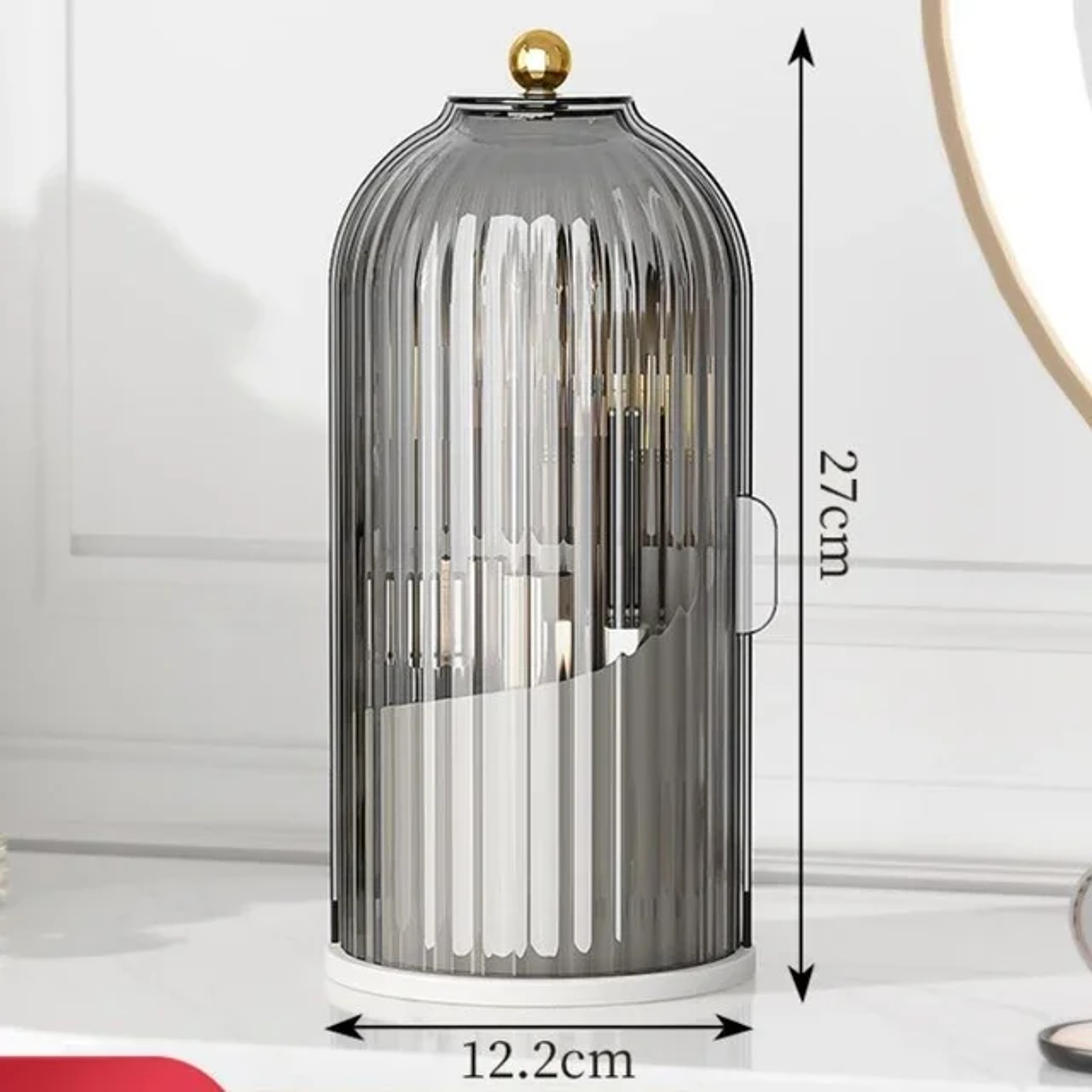 360° Rotating Makeup Brush Holder with Cover and Cosmetic Organizer – view 8