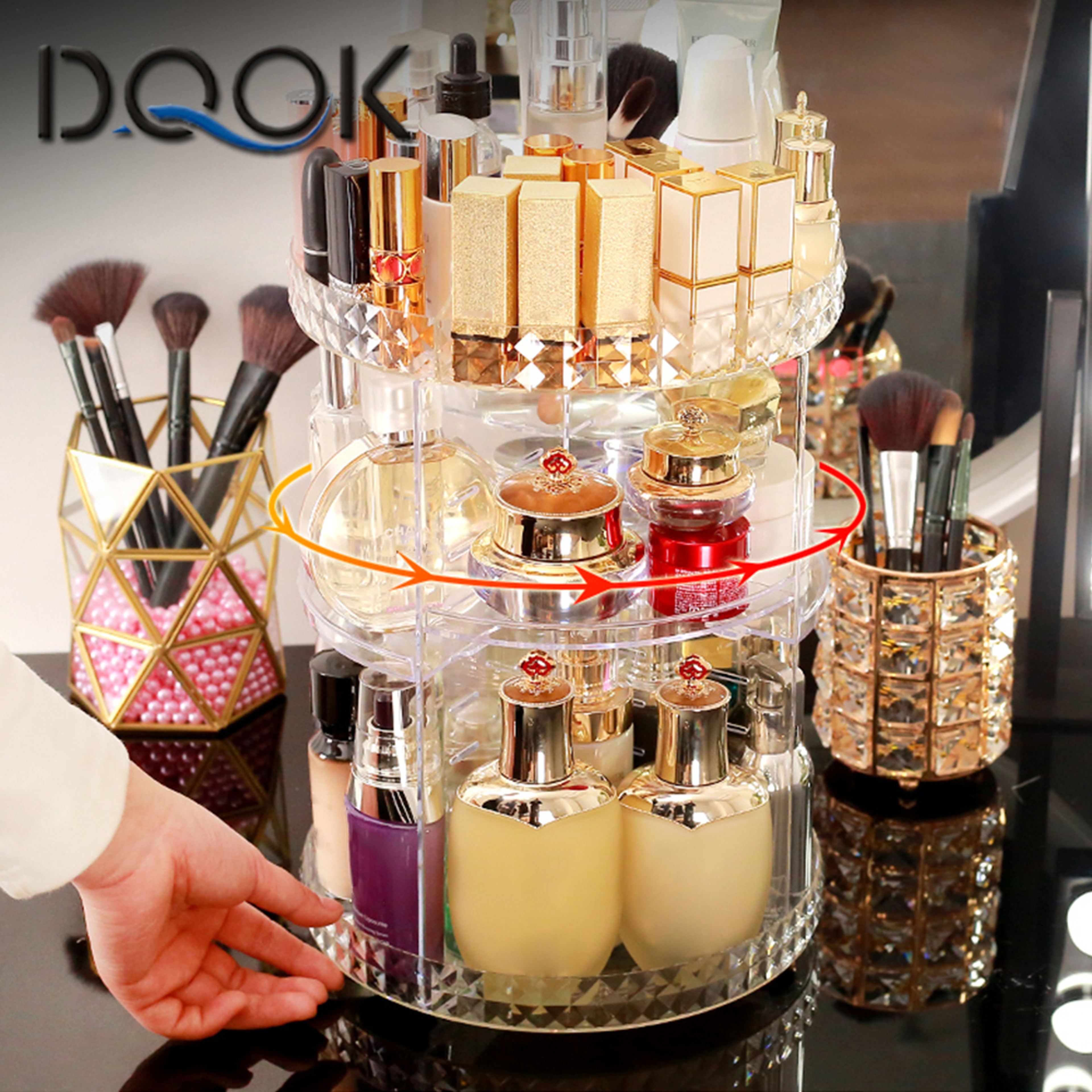 360 Rotating Acrylic Makeup Organizer Cosmetic Storage Box 3
