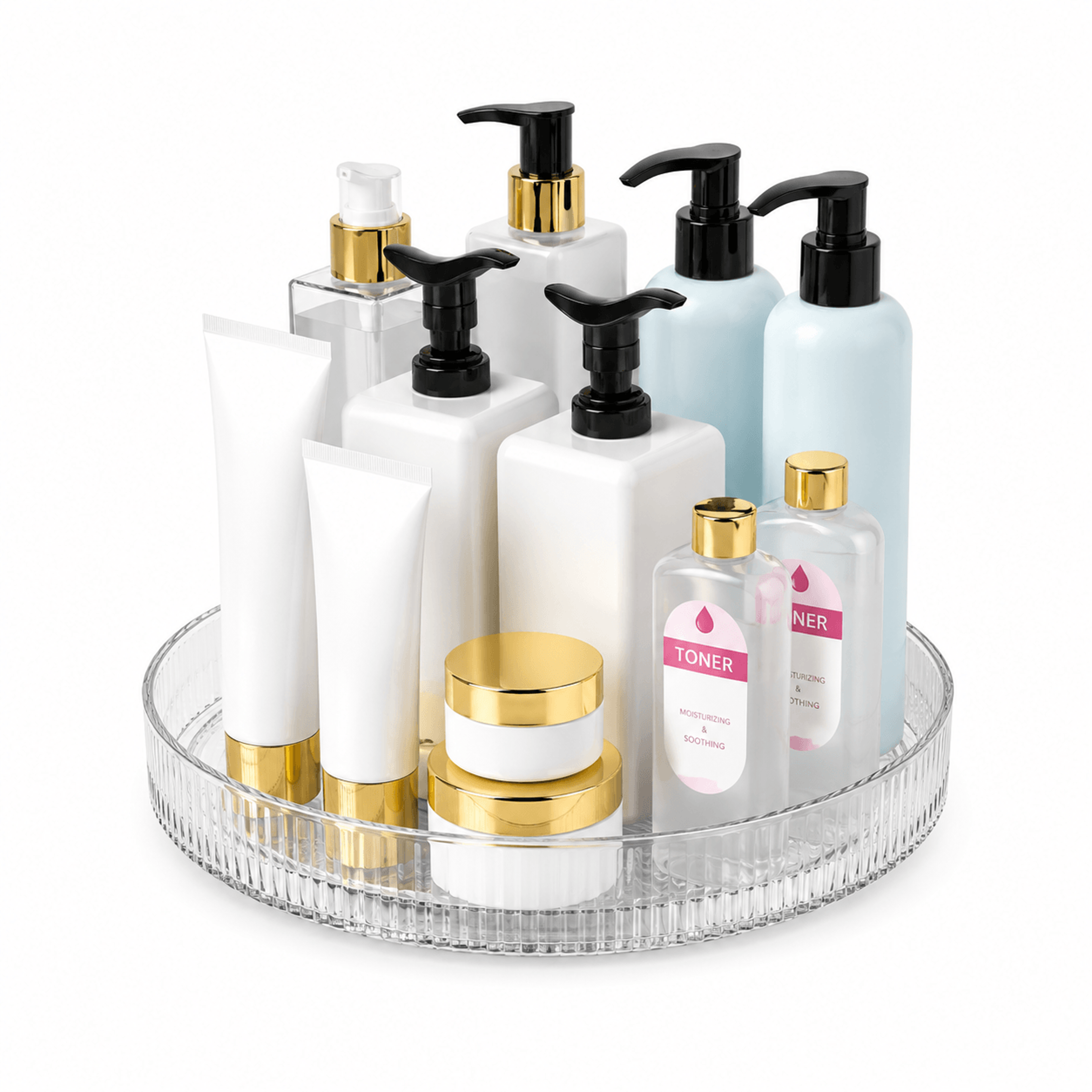 360 Degree Rotating Cosmetic Organizer Clear Vanity Storage Tray For Makeup Perfume And Skincare 0