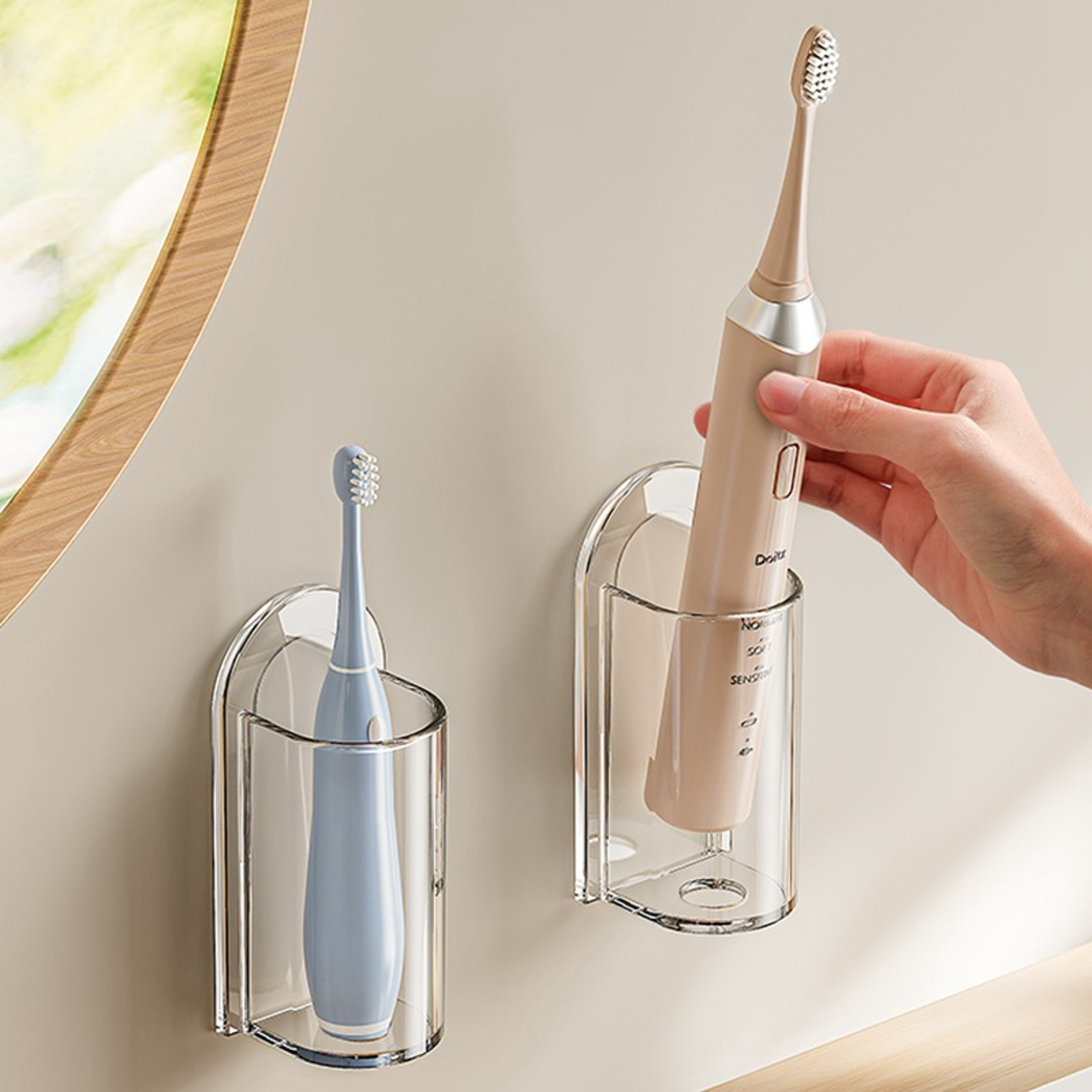 Wall Mounted Electric Toothbrush Holder Punch Free Bathroom Organizer 2