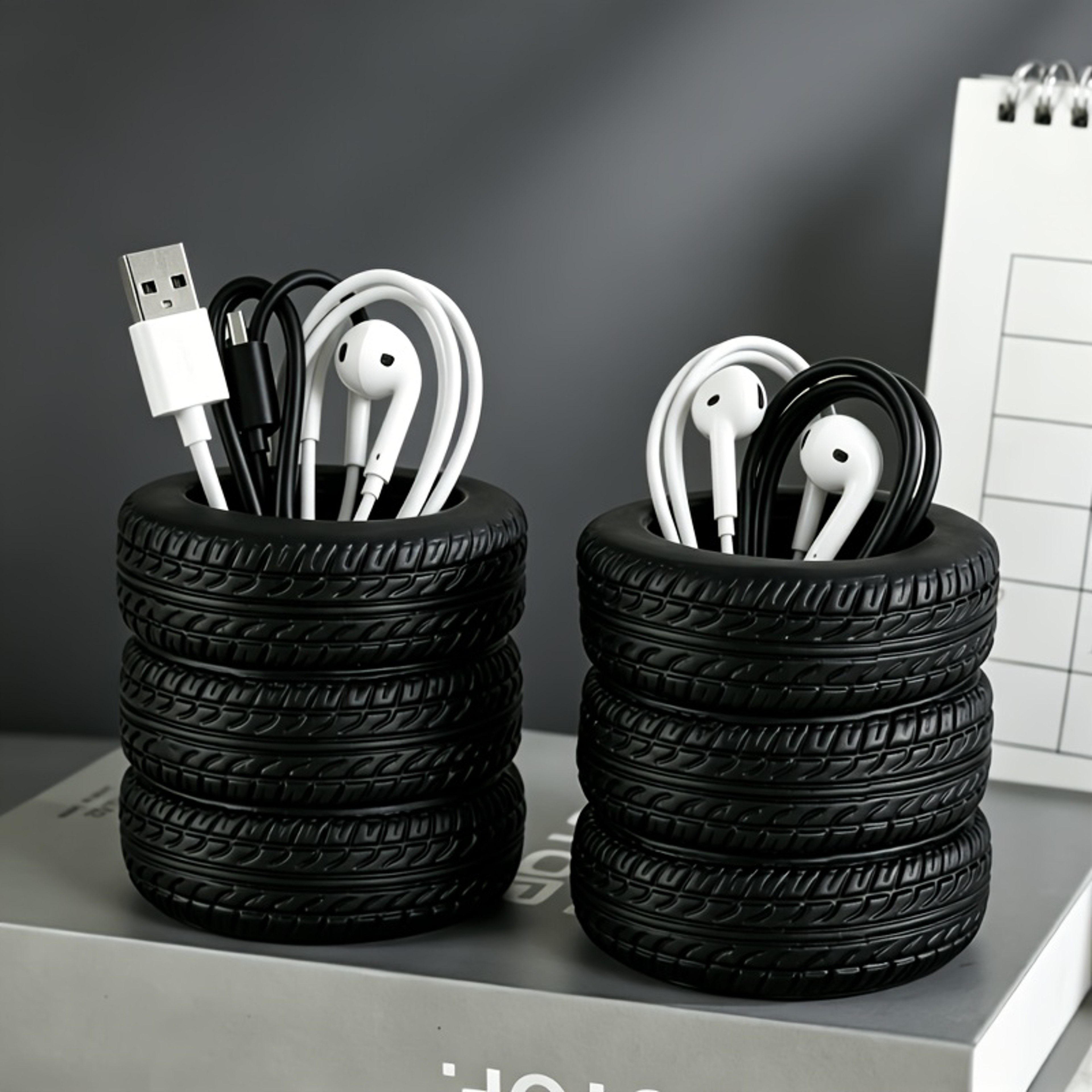 Tire Shaped Pen Holder Desk Organizer For Pens Makeup Brushes And Stationery 5