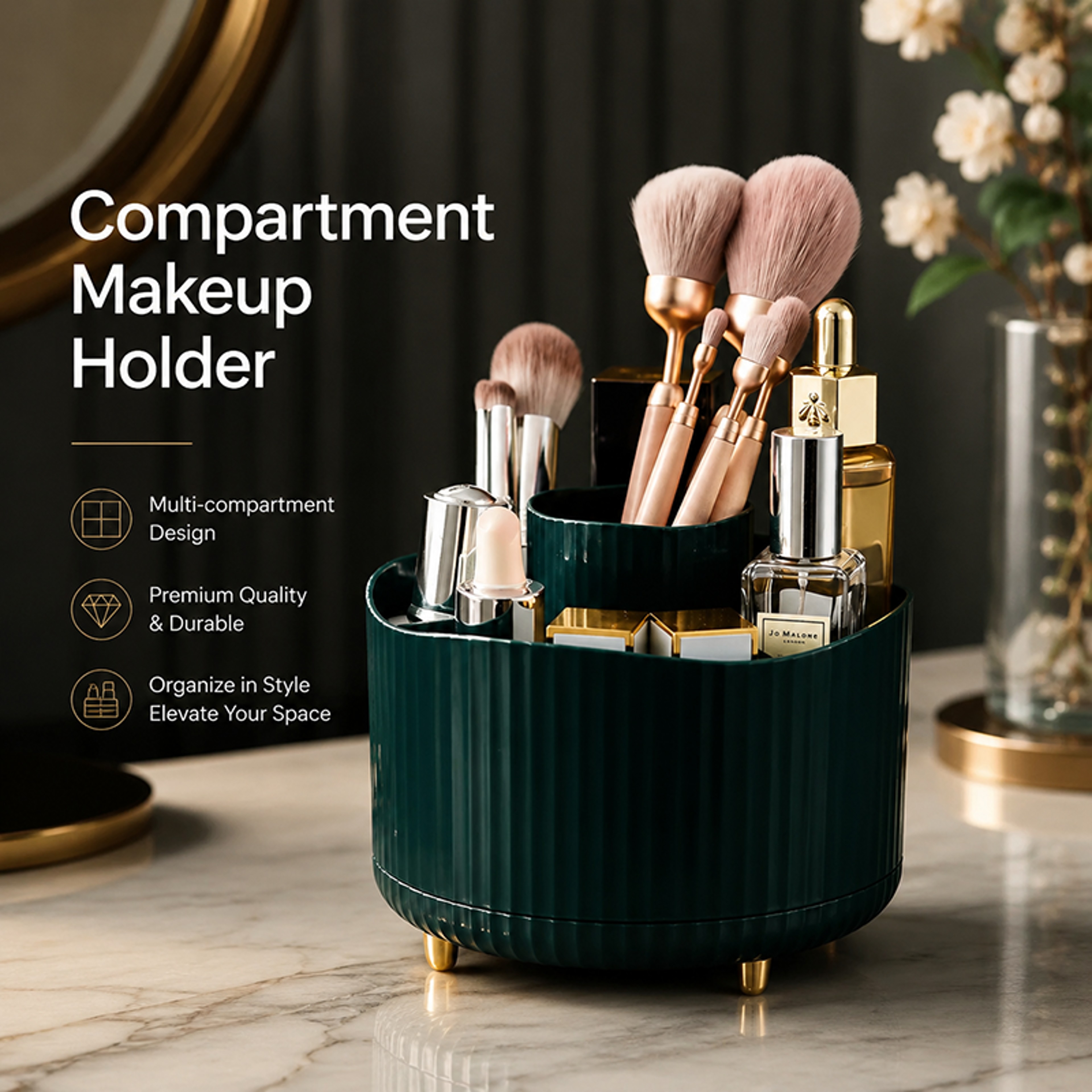 360 Rotating Makeup Organizer Cosmetic Storage Box Makeup Brush Holder 1