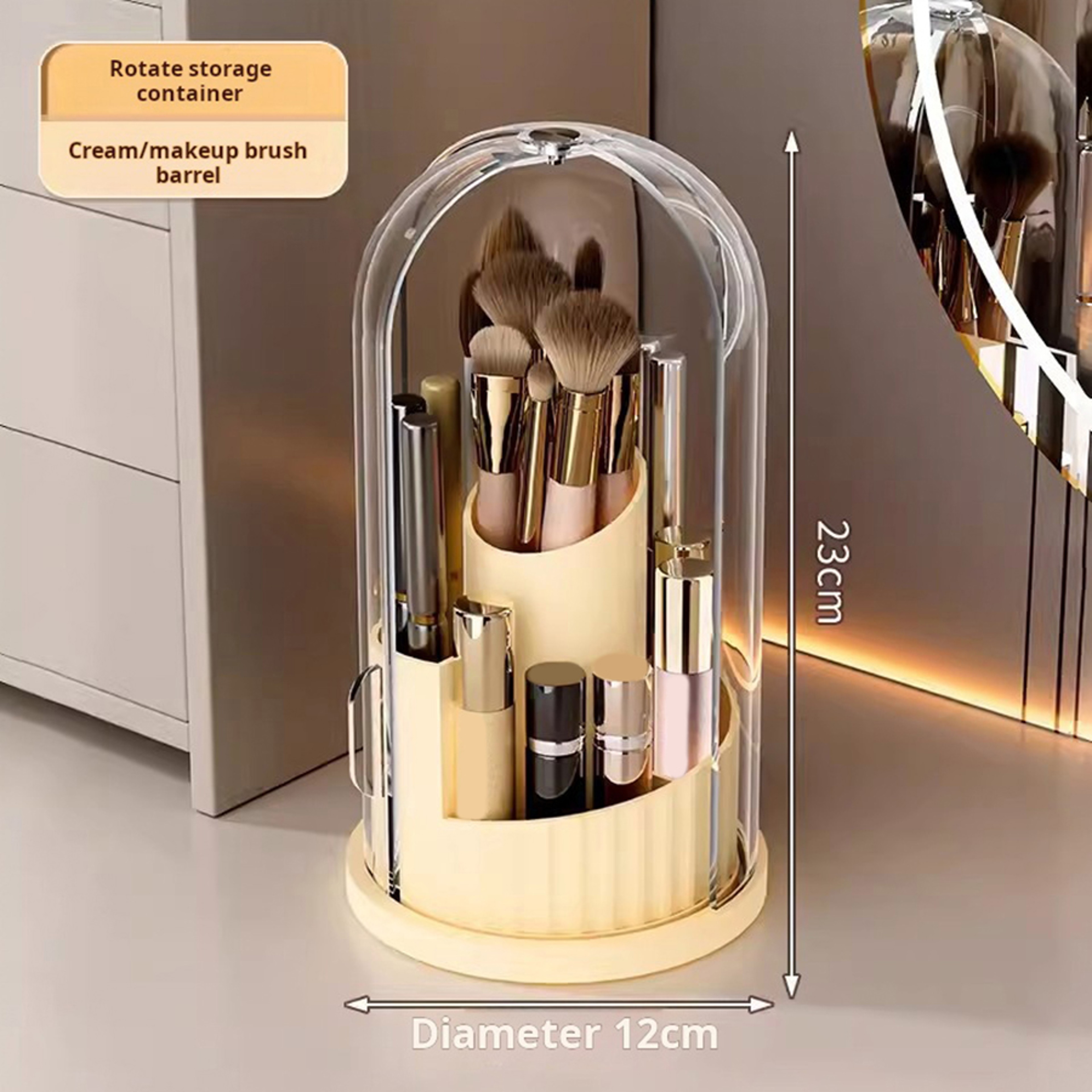 180 Rotating Makeup Organizer Box With Lid Large Capacity Cosmetic Storage Holder 5