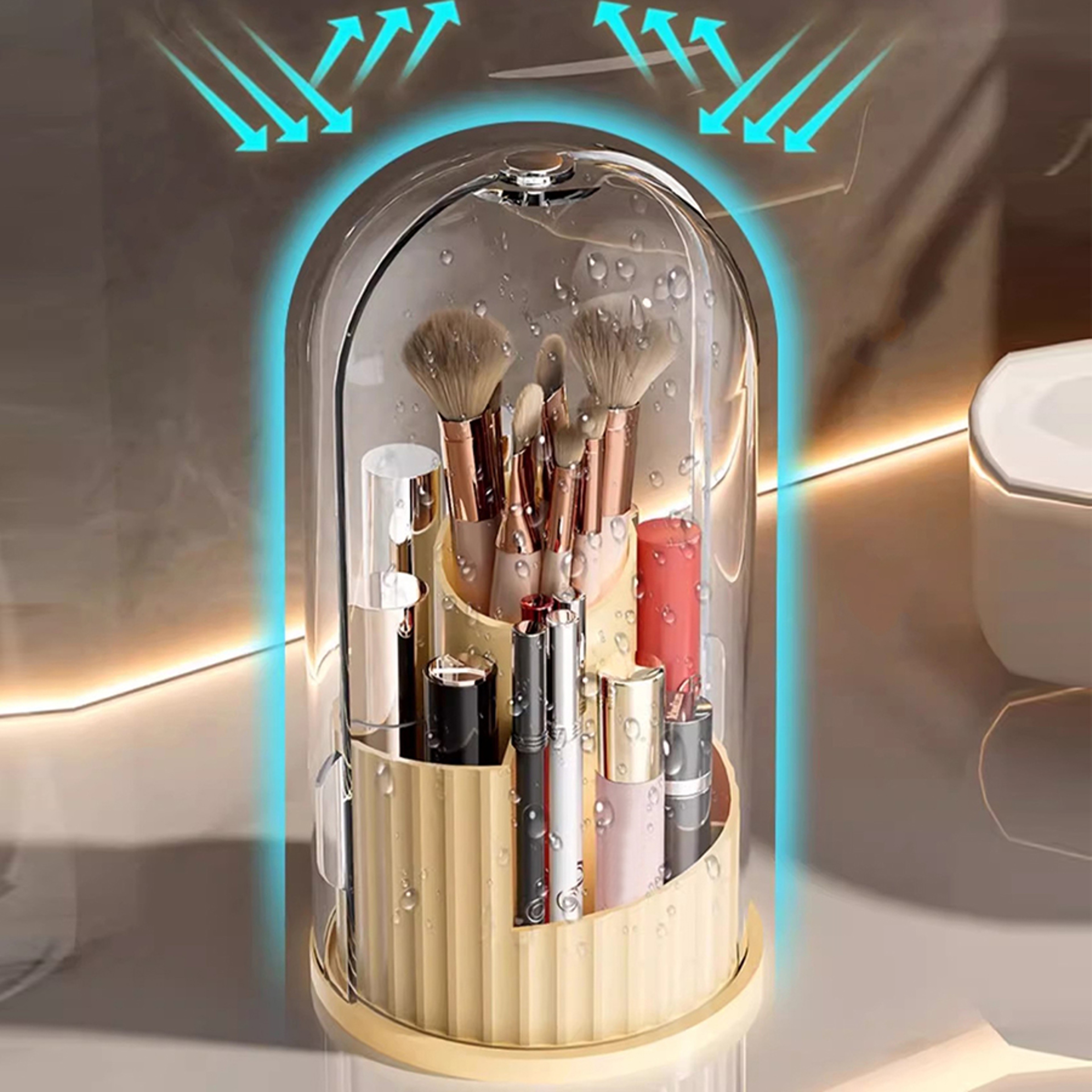 180 Rotating Makeup Organizer Box With Lid Large Capacity Cosmetic Storage Holder 4