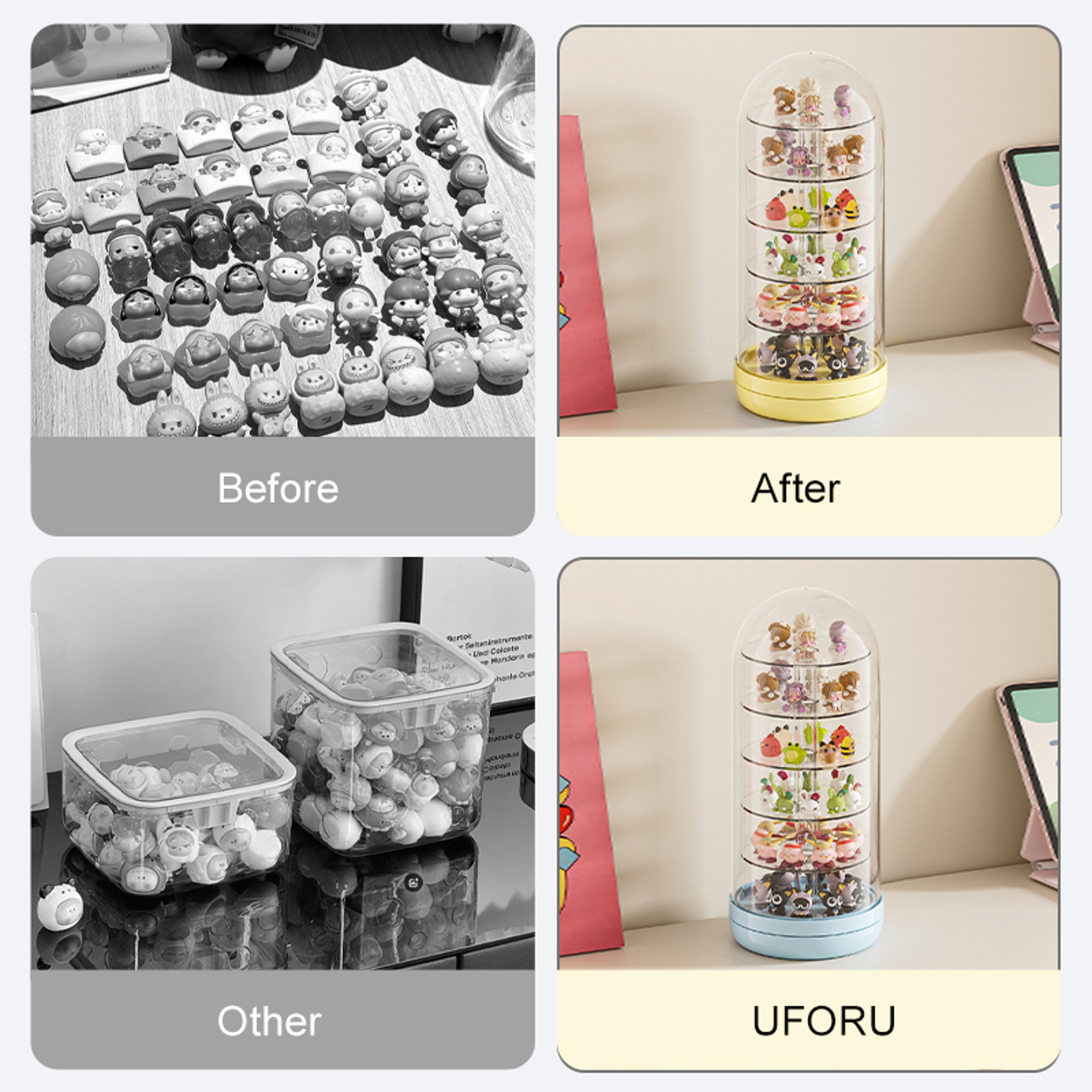 Uforu Rotating Blind Box Display Case With Cover Multi Layer Collectible Organizer 4