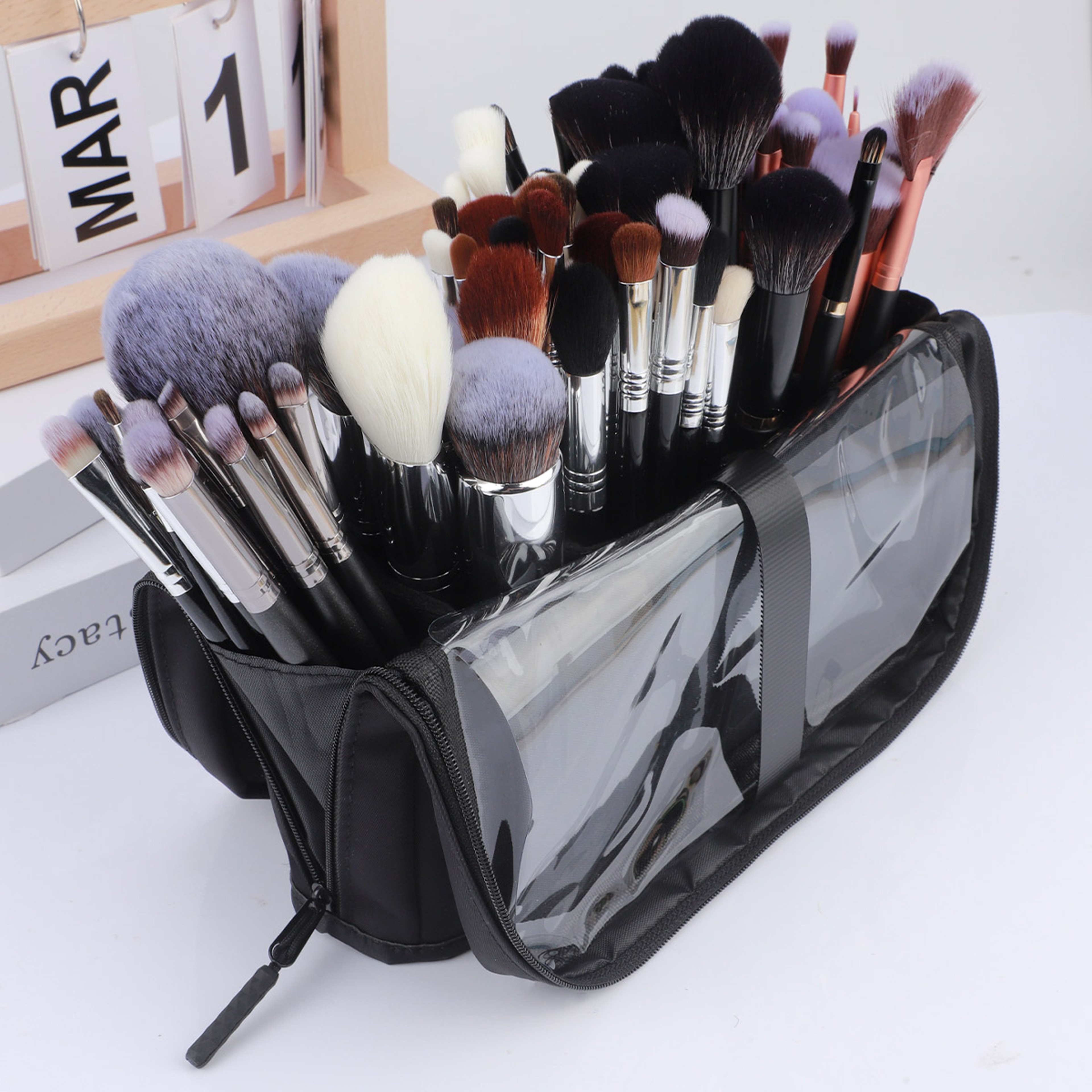 Portable Makeup Bag Professional Brush Organizer Foldable Travel Cosmetic Handbag – view 6