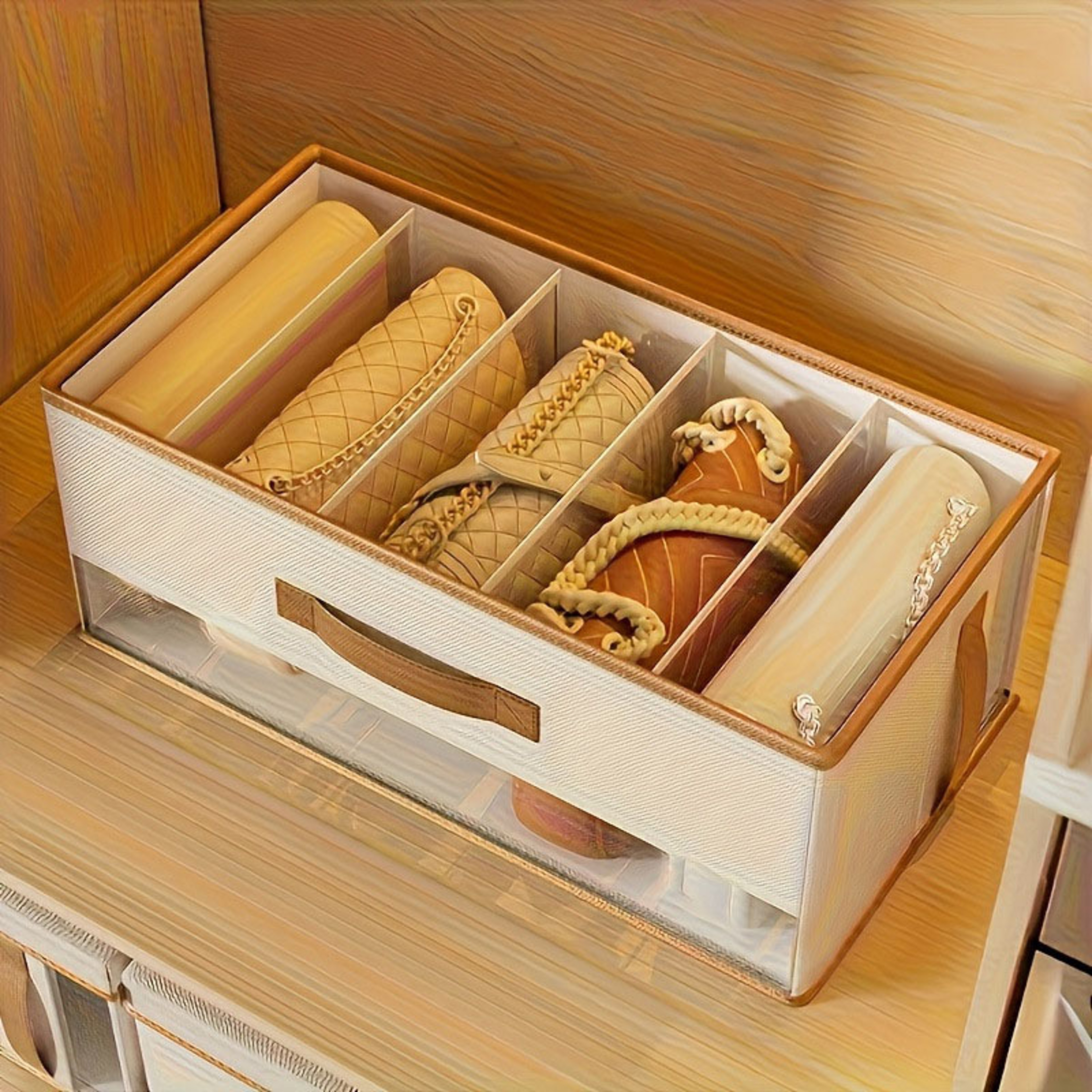 5 Drawer Storage Organizer Fabric Closet Organizer With Handles 1