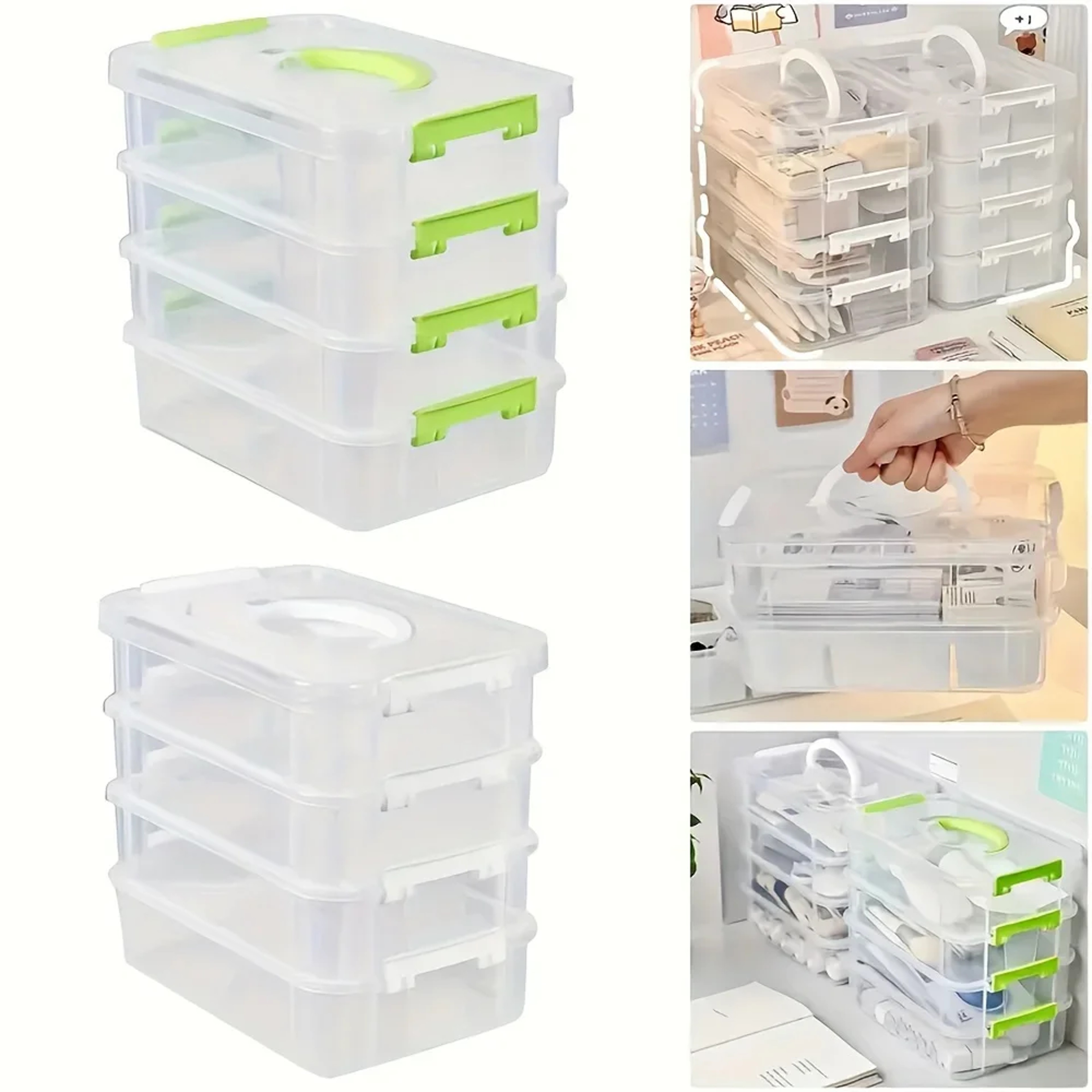 4 Layer Transparent Storage Box With Partitioned Drawers For Building Blocks And Small Items 0