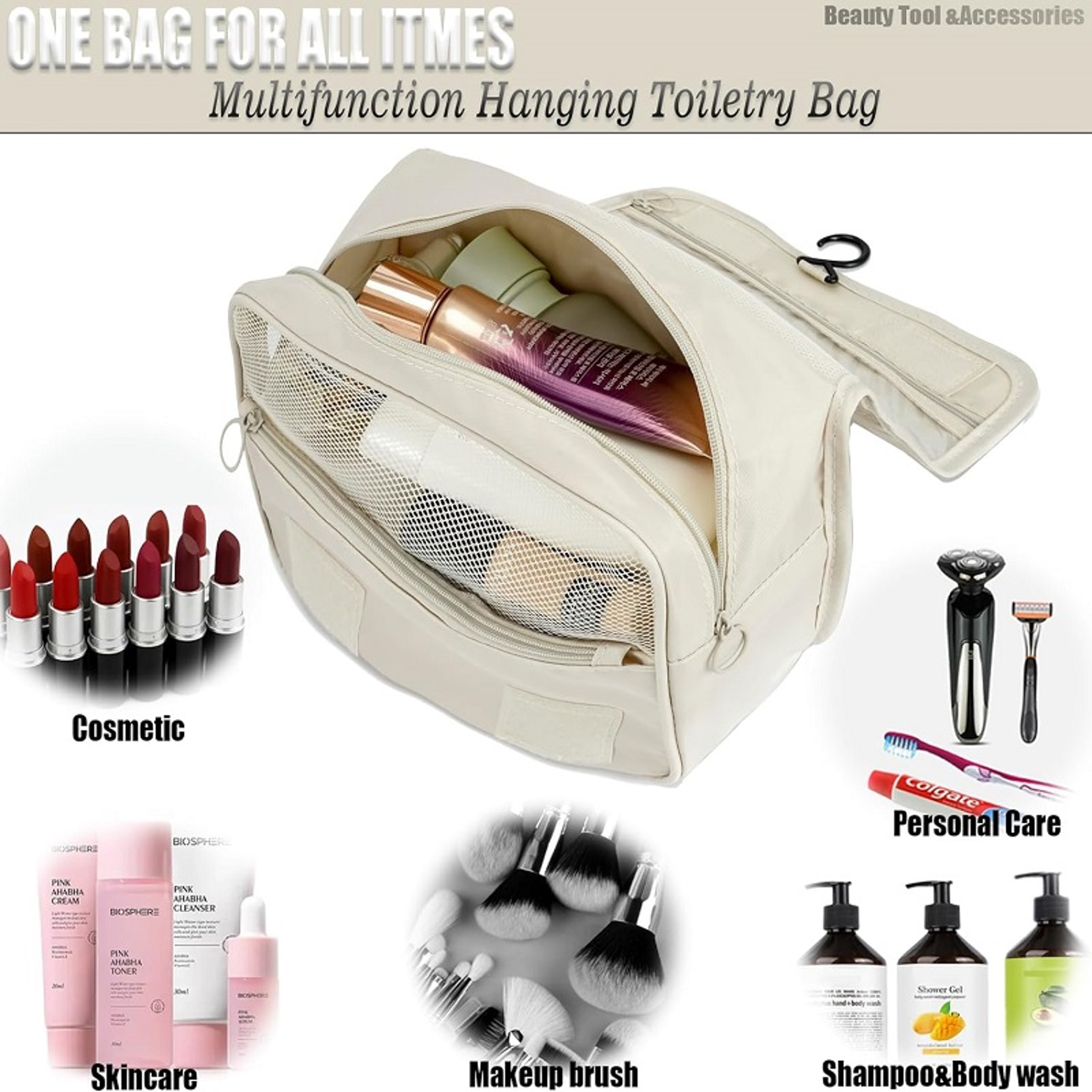 Travel Makeup Bag Hanging Toiletry Organizer Waterproof Multi Pocket Wash Bag – view 4