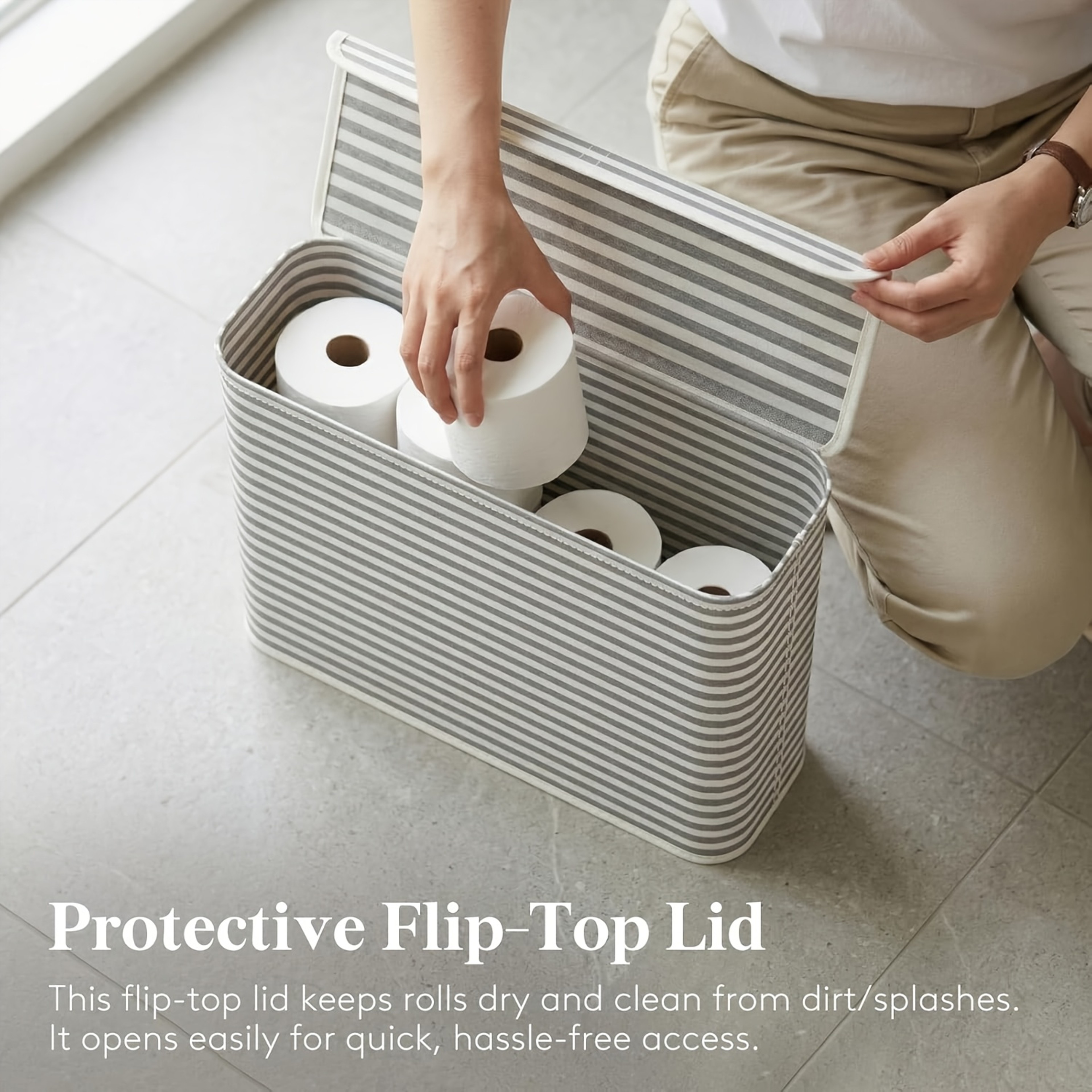 Foldable Toilet Paper Storage Basket With Lid Bathroom Tissue Organizer 1