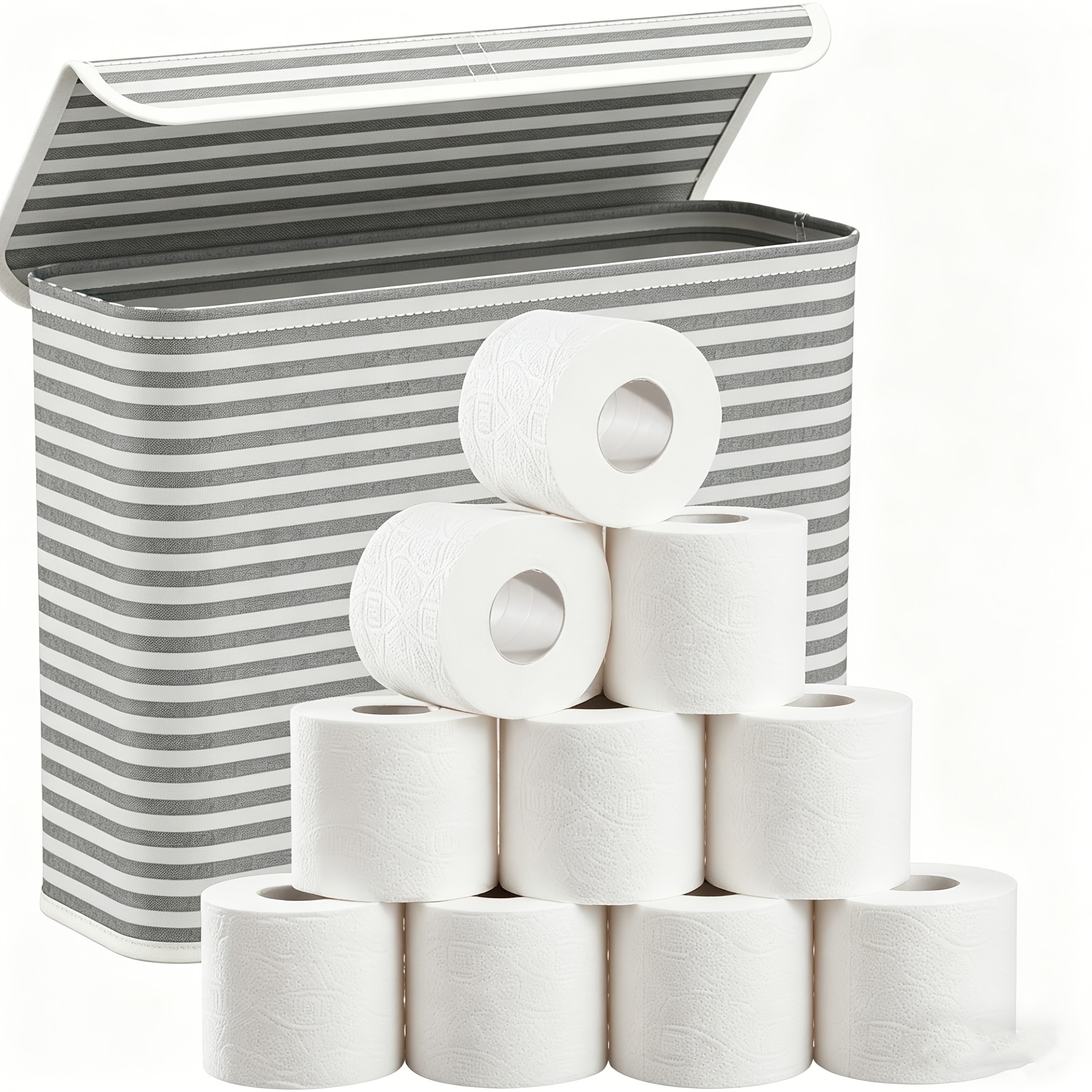 Foldable Toilet Paper Storage Basket With Lid Bathroom Tissue Organizer 0