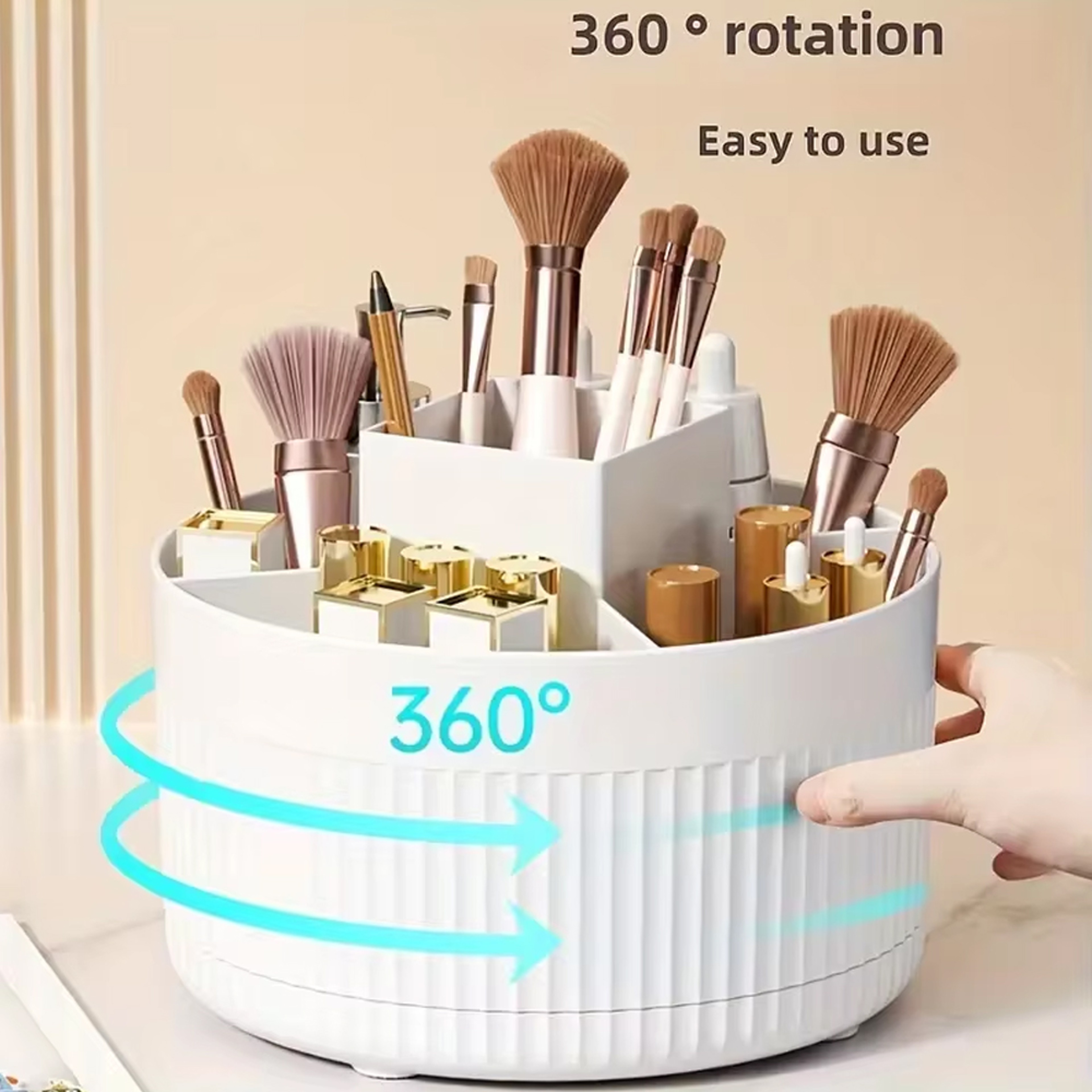 360 Degree Rotating Makeup Organizer ABS Cosmetic Storage Holder For Vanity 1