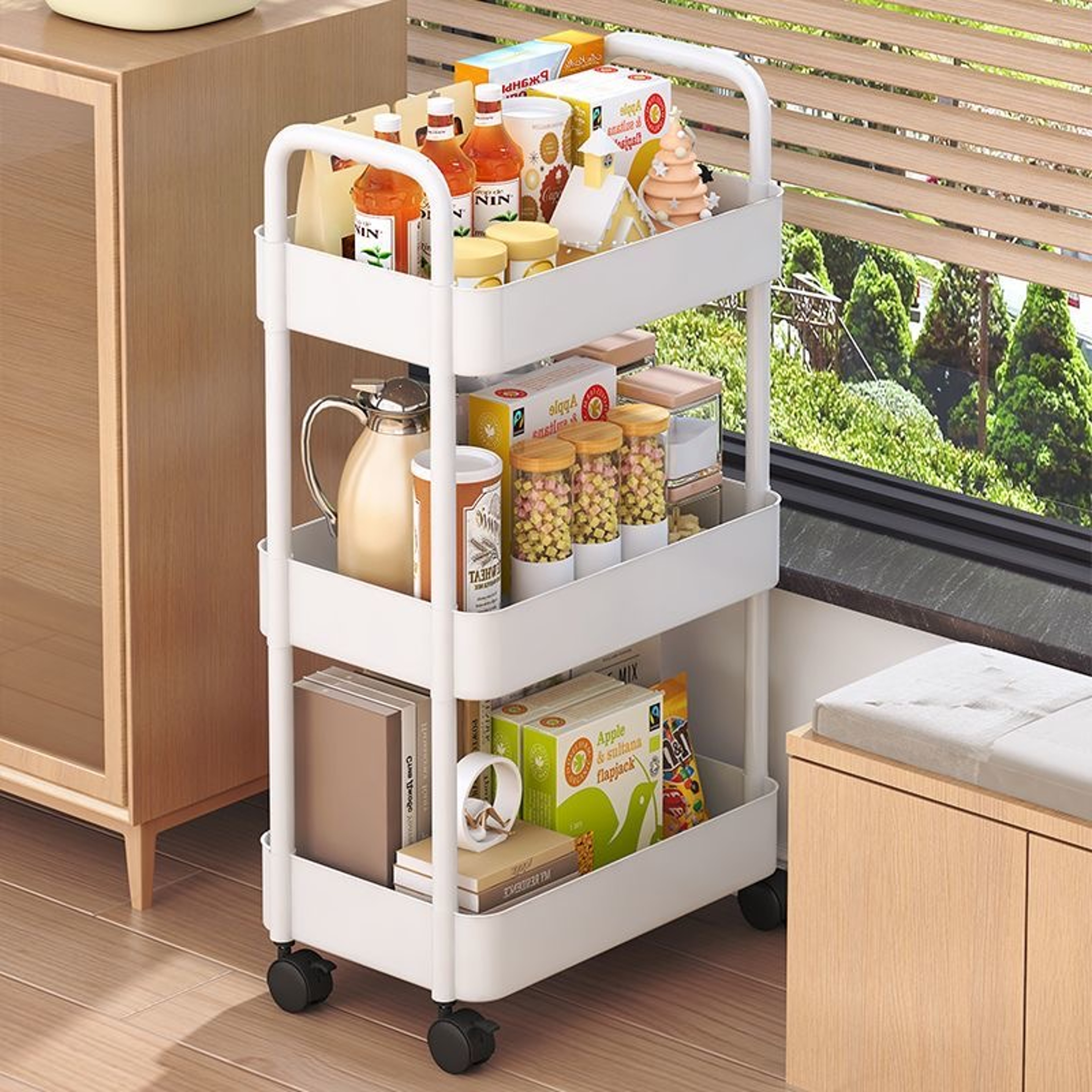 3 Tier Rolling Storage Cart Kitchen Bathroom Organizer Trolley With Wheels 5
