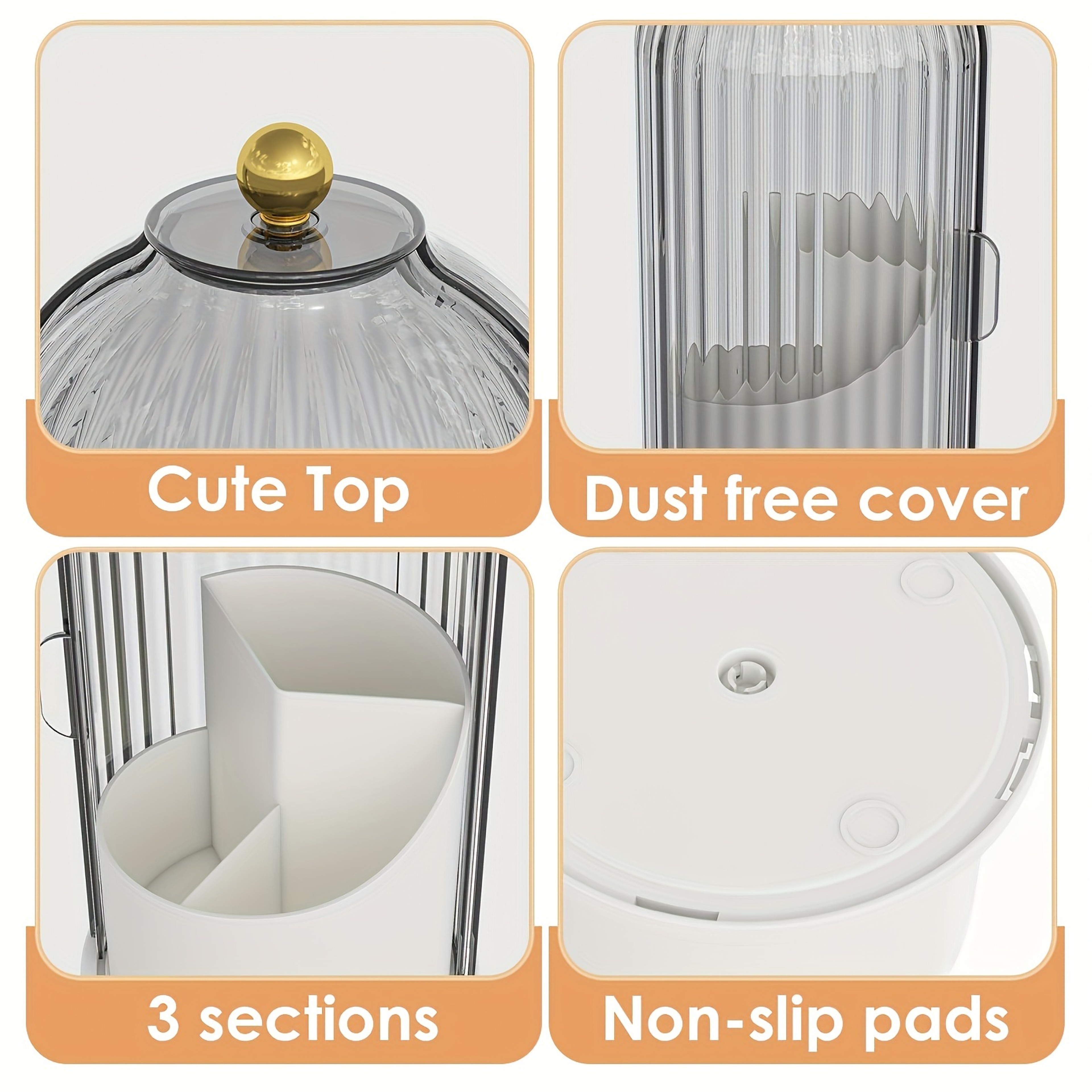 360 Rotating Makeup Brush Holder With Dustproof Cover And Large Capacity Organizer 5