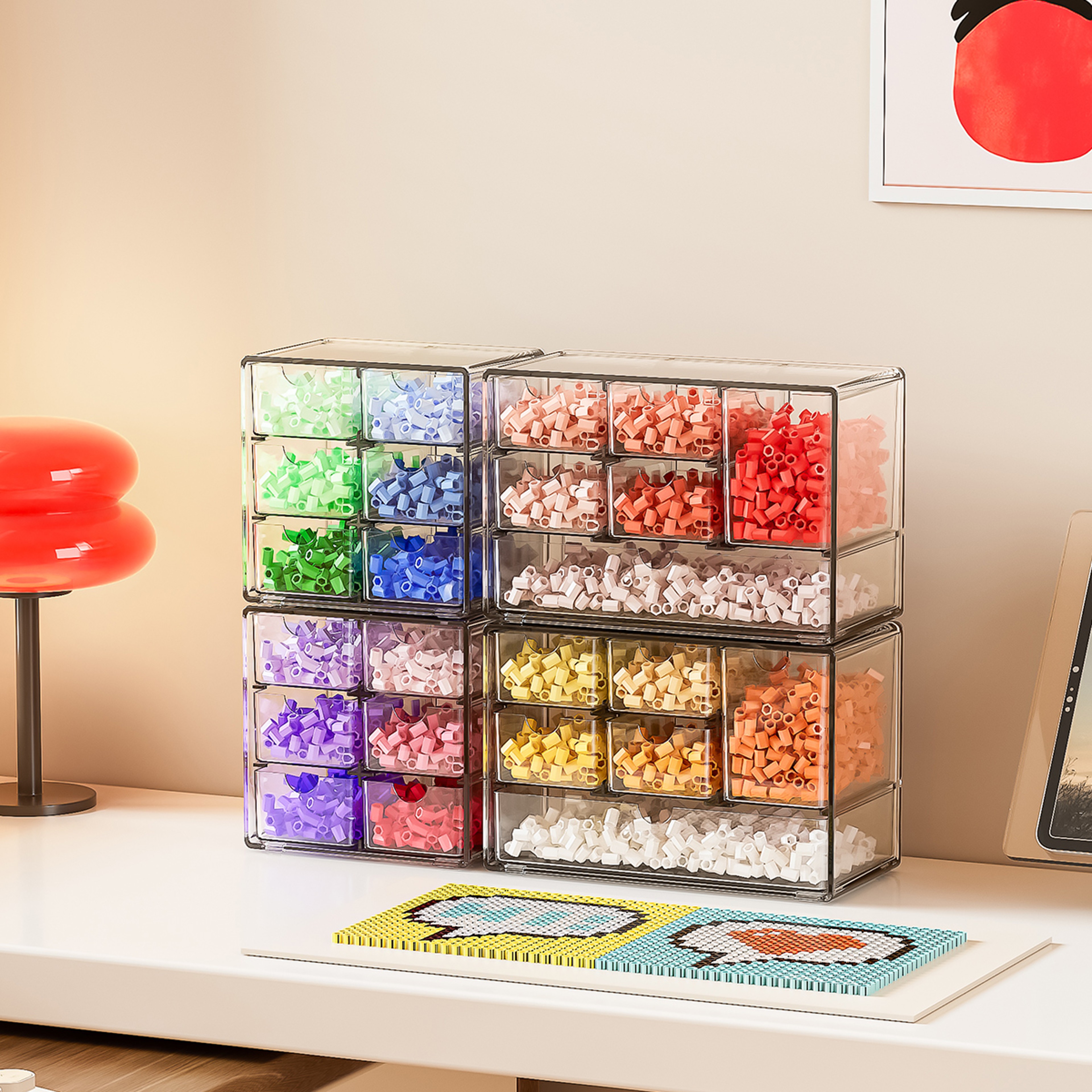 Acrylic Makeup Organizer With 6 Drawers Clear Desk And Jewelry Storage 2