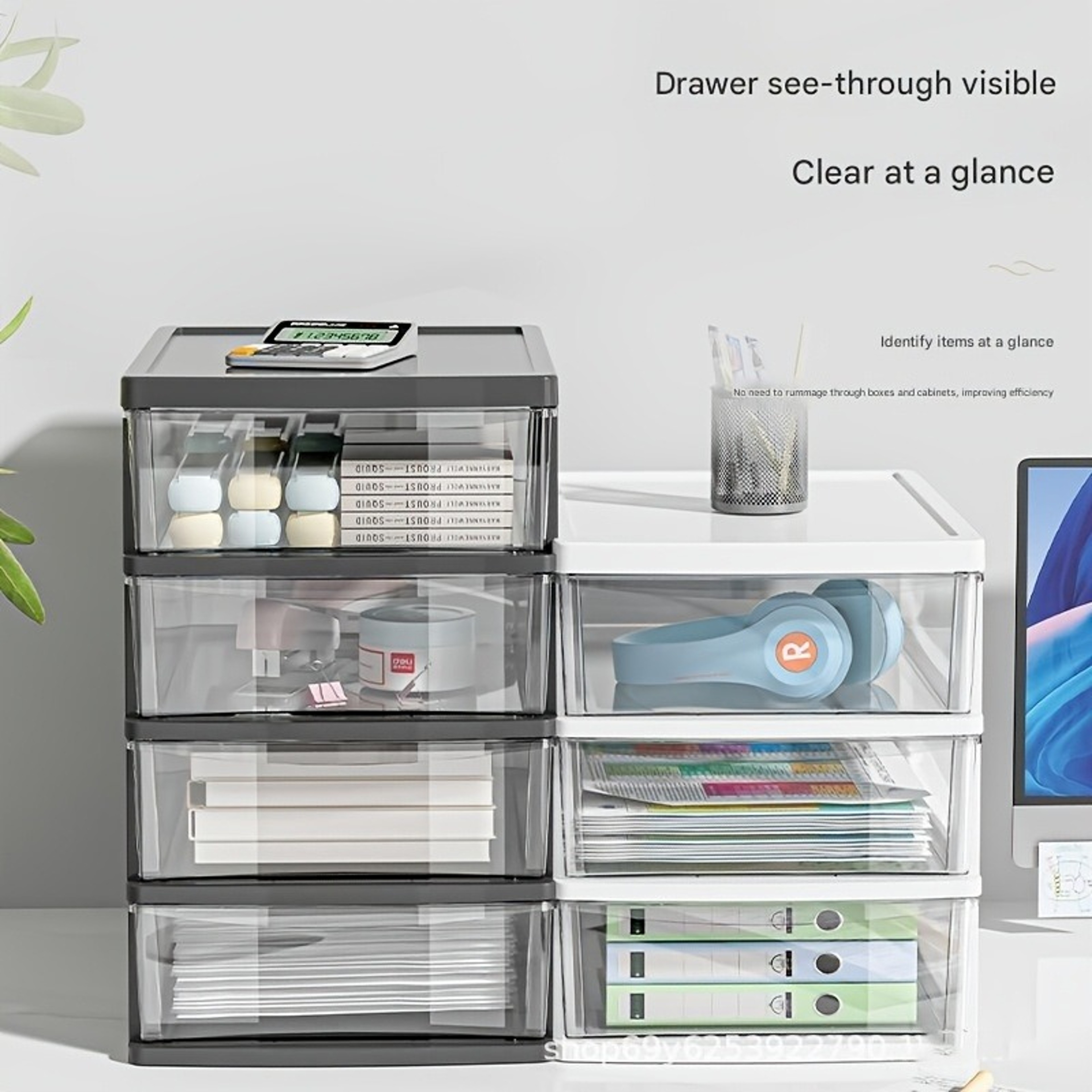 Transparent Cosmetic Storage Box Drawer Makeup Organizer for Vanity Desk – view 5