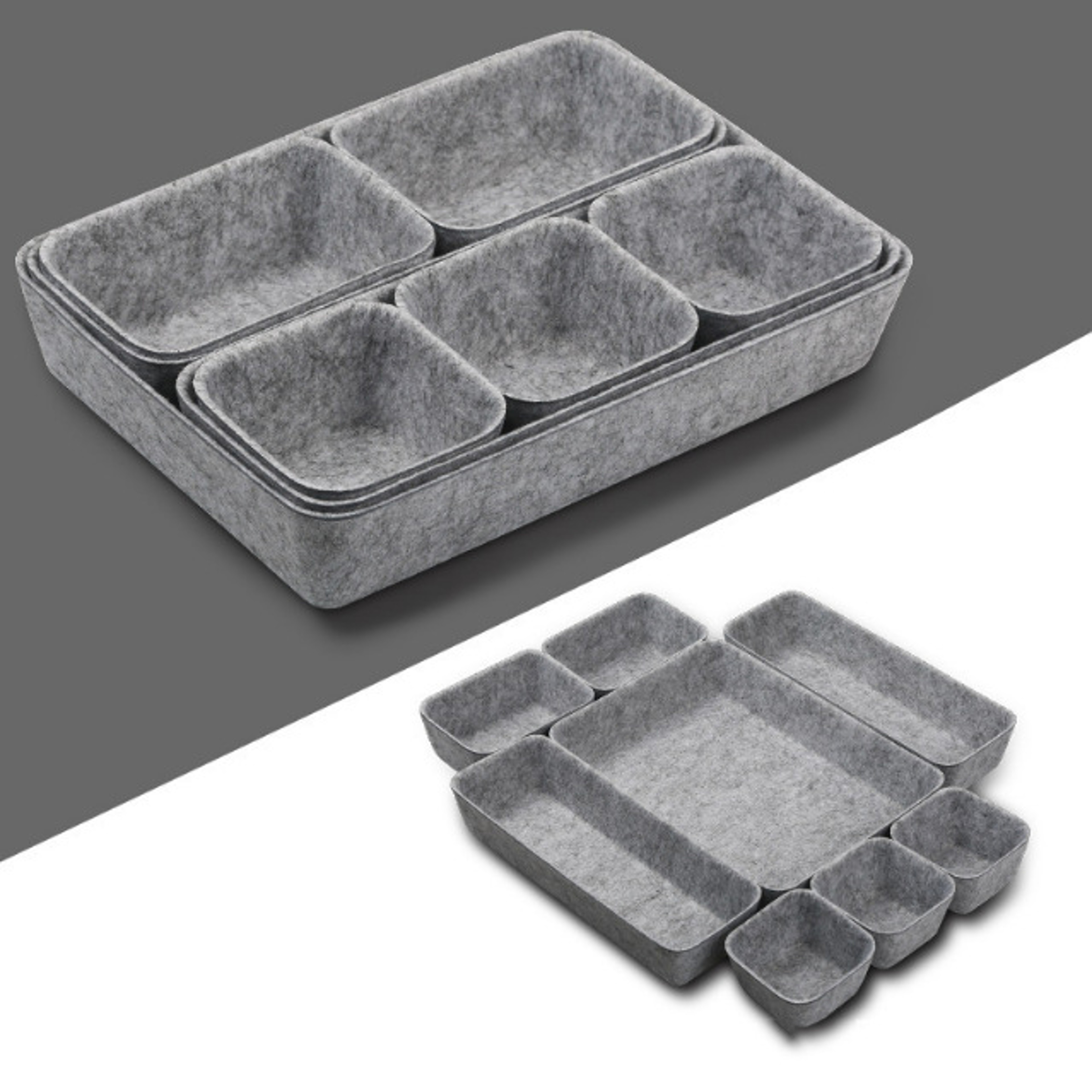 8Pcs Felt Drawer Organizer Set Soft Desk Makeup Storage Bins 10