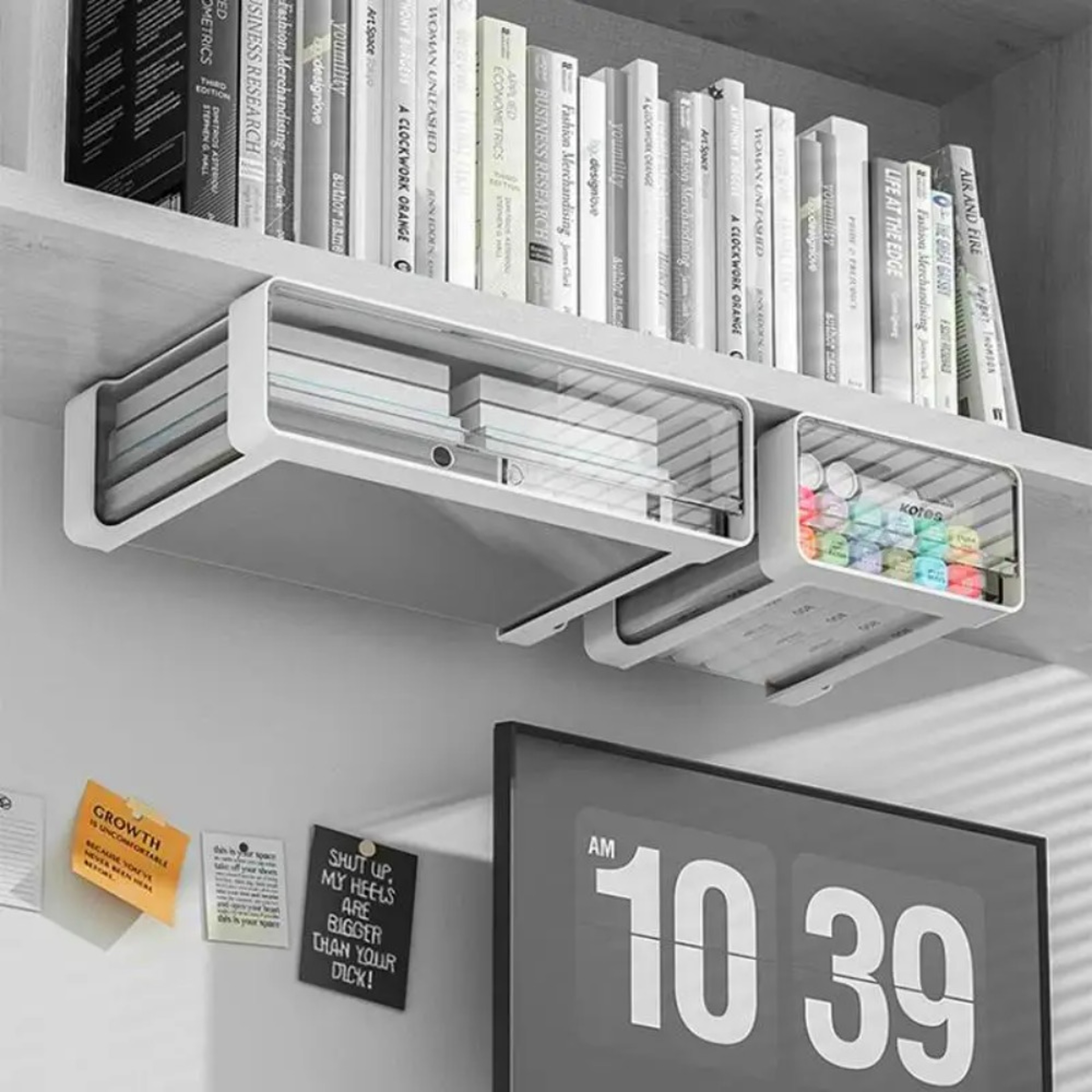 Under Desk Drawer Organizer Self Adhesive Hidden Storage Box 4