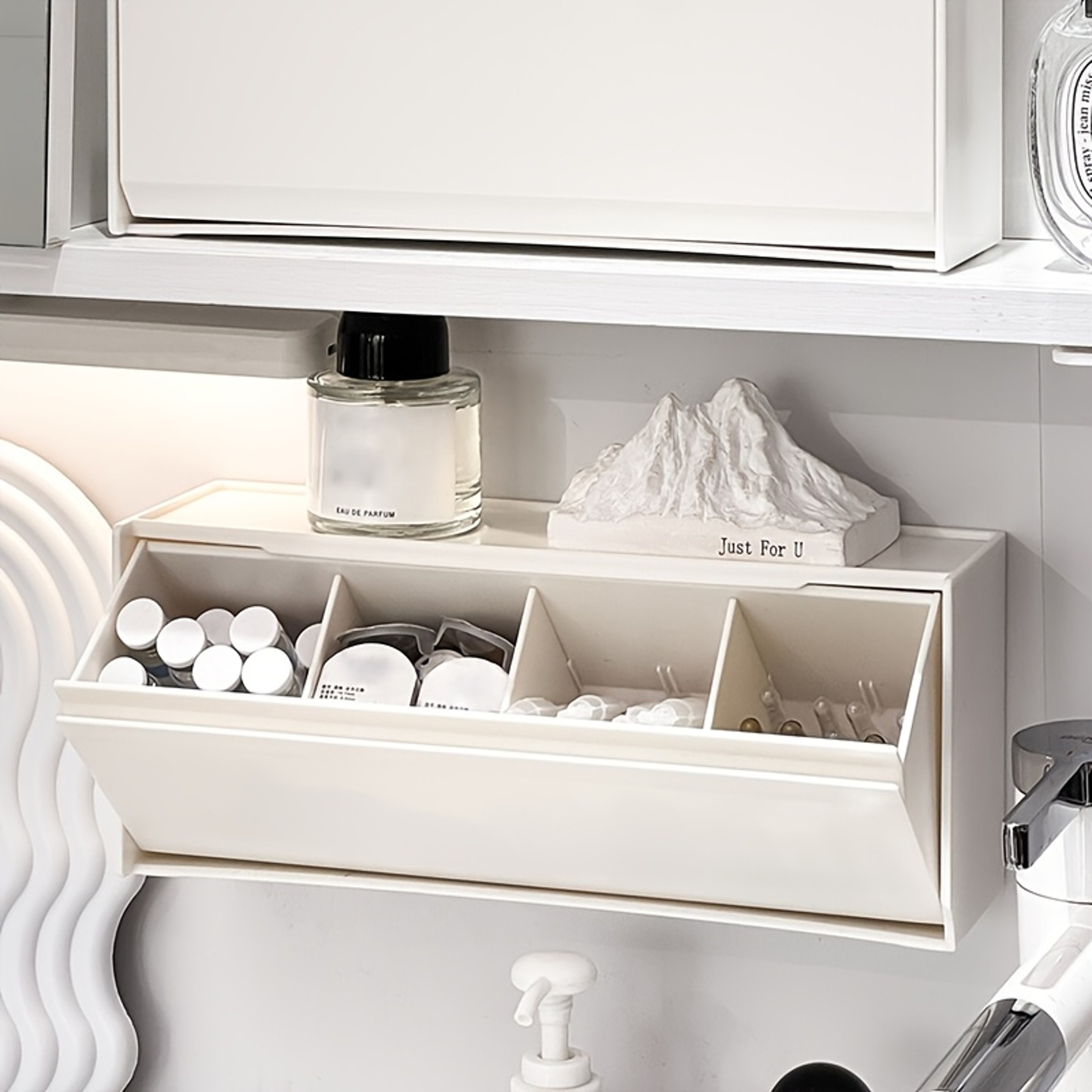 Flip Top Makeup Pad Holder Cotton Pad Organizer No Drill Bathroom Storage Box 5