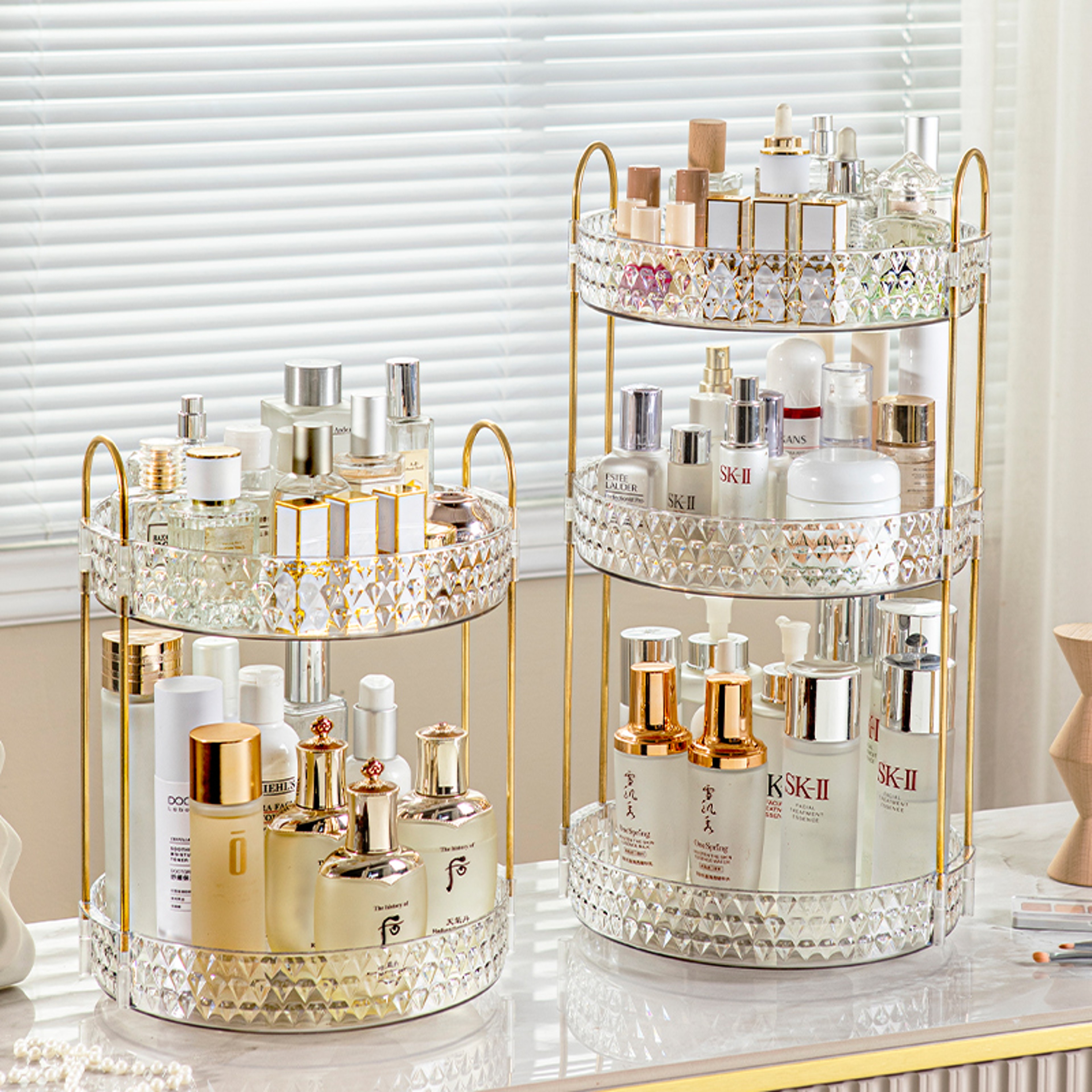 360 Rotating Makeup Organizer 3 Tier Transparent Cosmetic Storage Rack – view 1