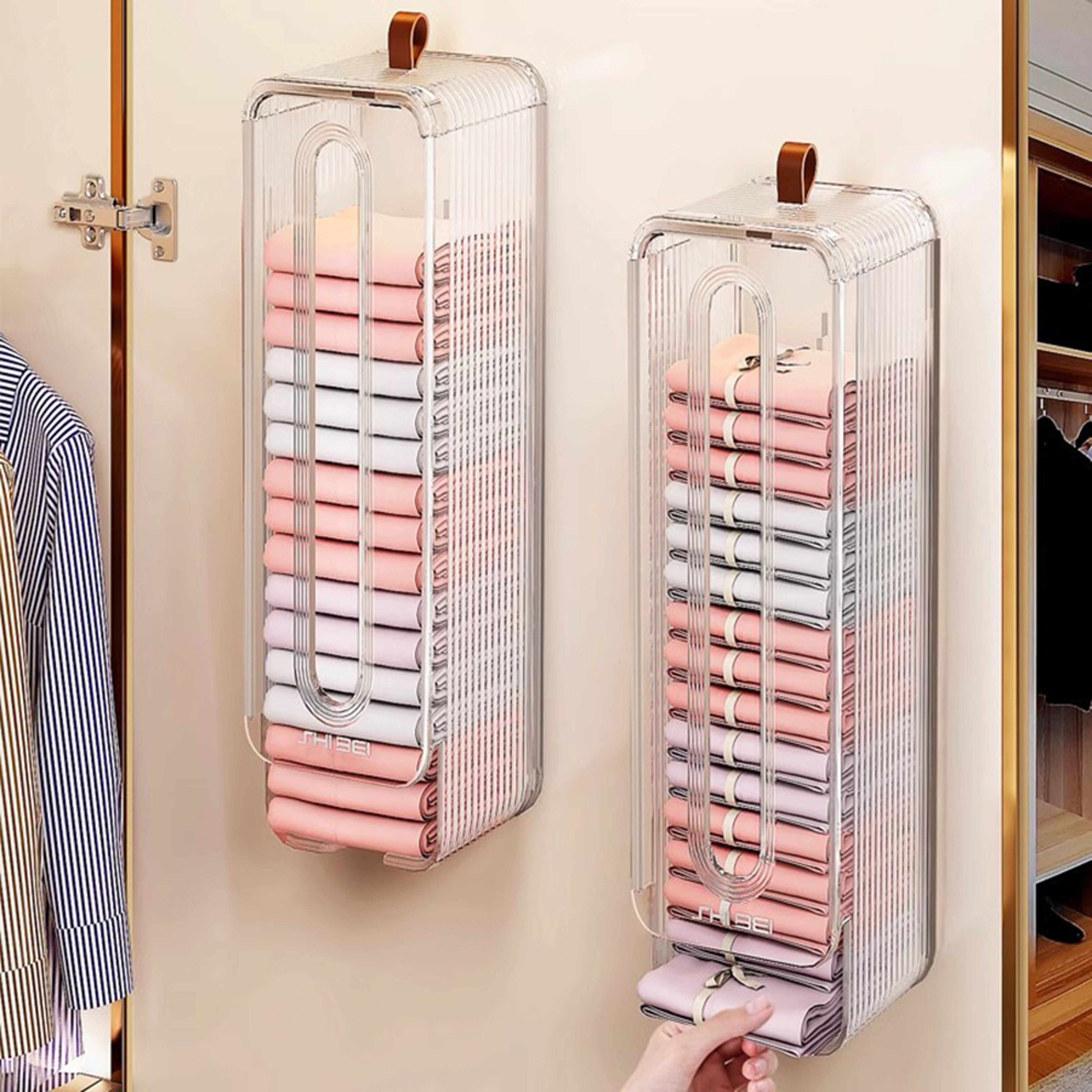 Wall Mounted Underwear Organizer No Drill Sock Storage Box 5