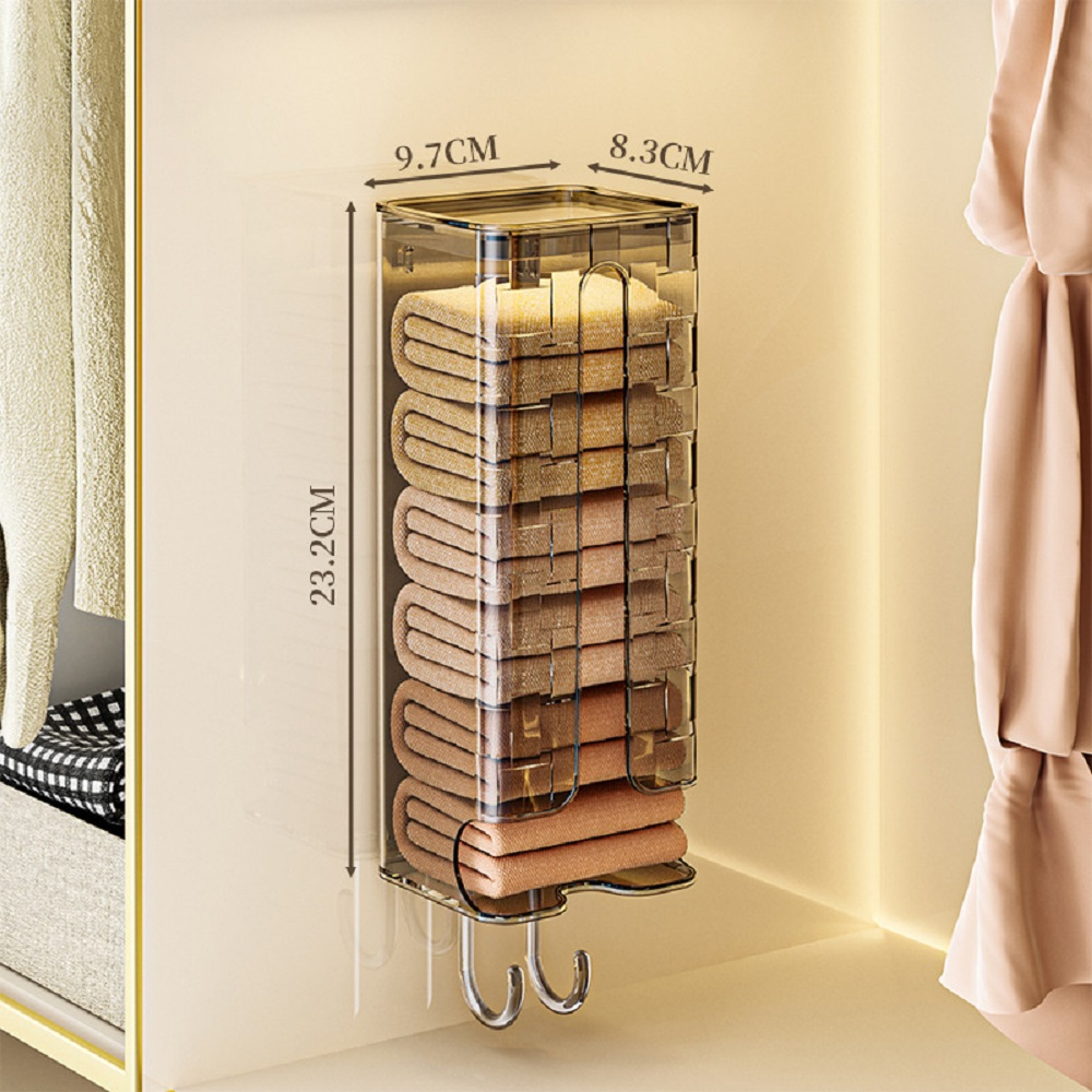 Wall Mounted Underwear And Sock Organizer With Pull Out Lidded Storage Box 6