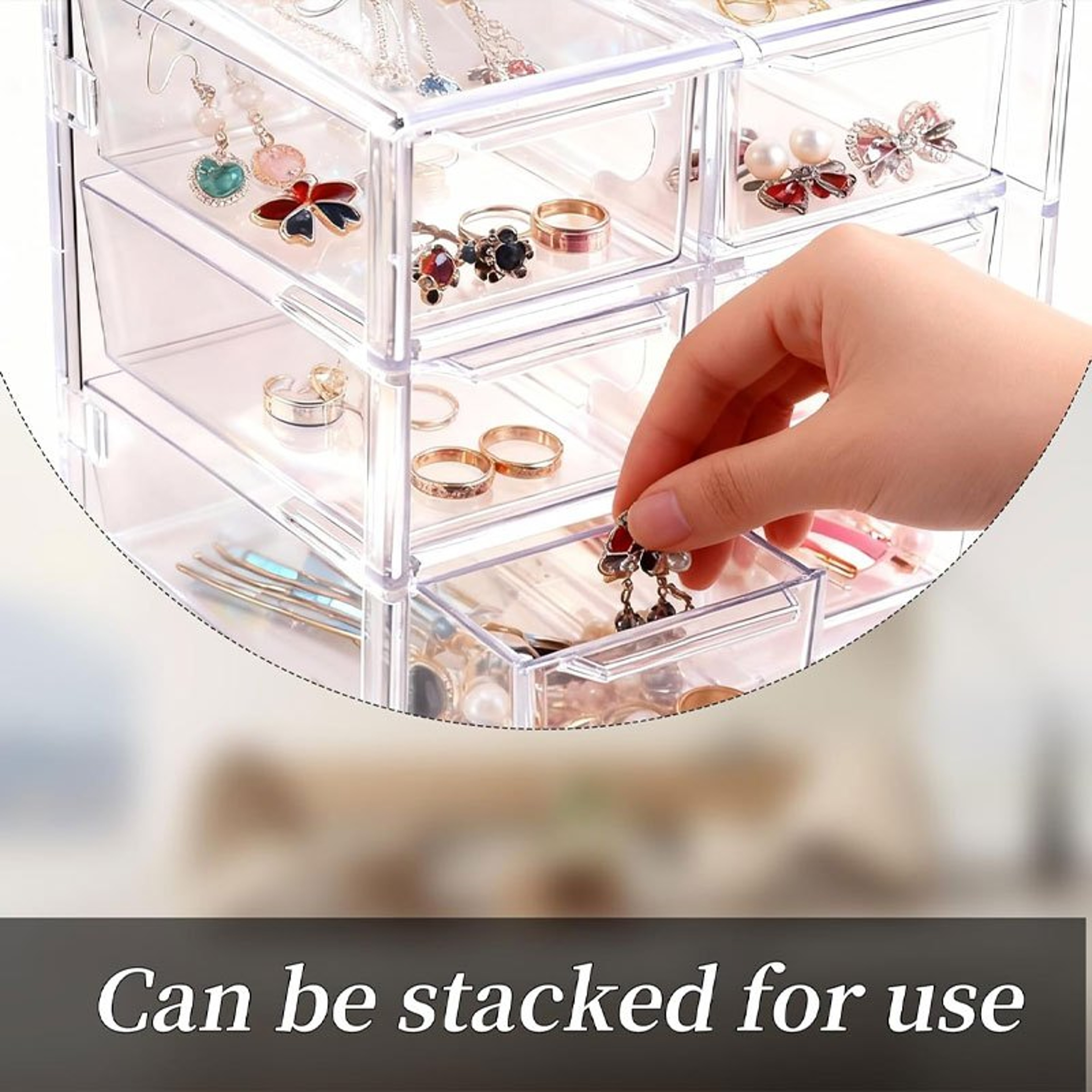 6 Drawer Transparent Storage Organizer Box Stackable Desktop Makeup Jewelry Craft Cabinet 1