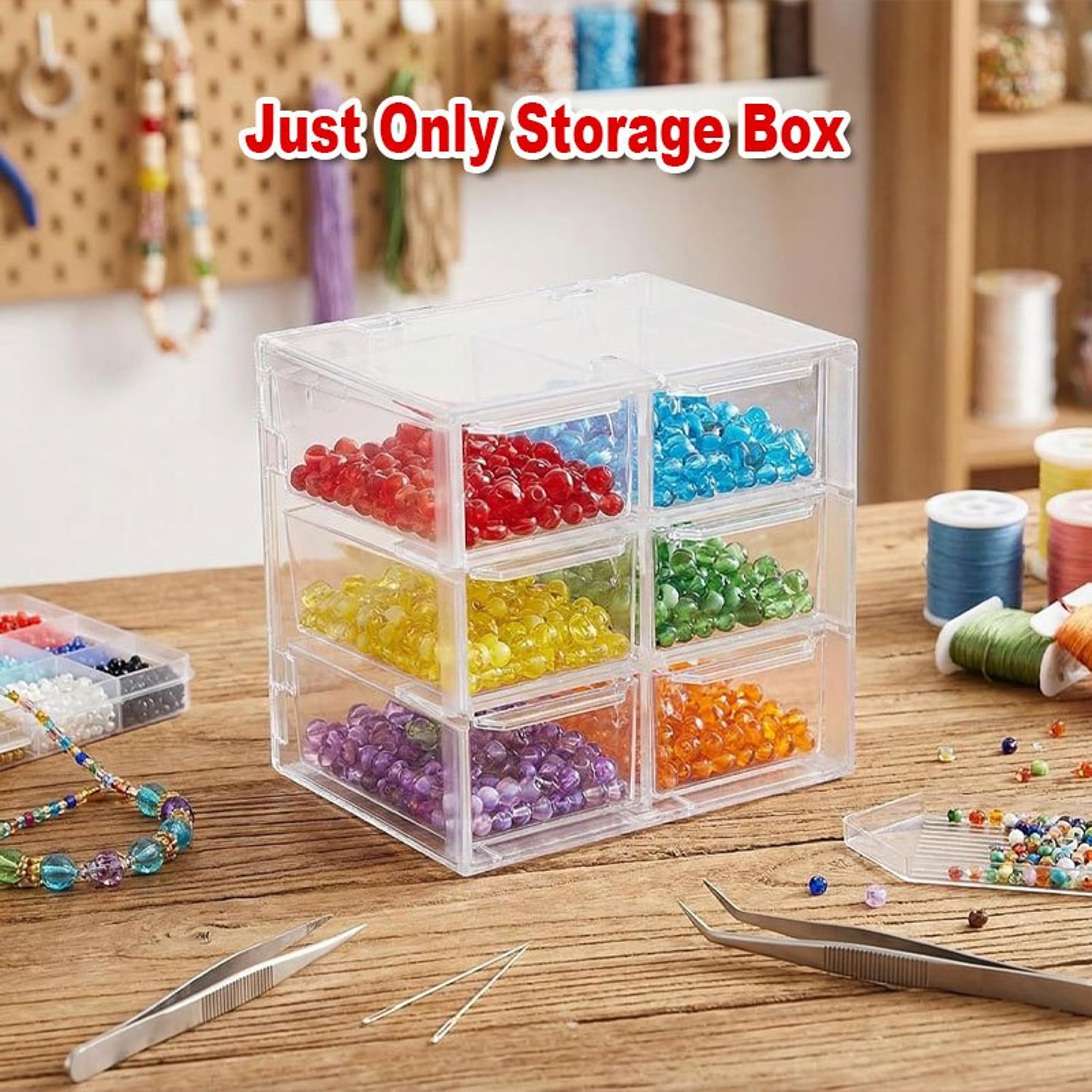6 Drawer Transparent Storage Organizer Box Stackable Desktop Makeup Jewelry Craft Cabinet 4