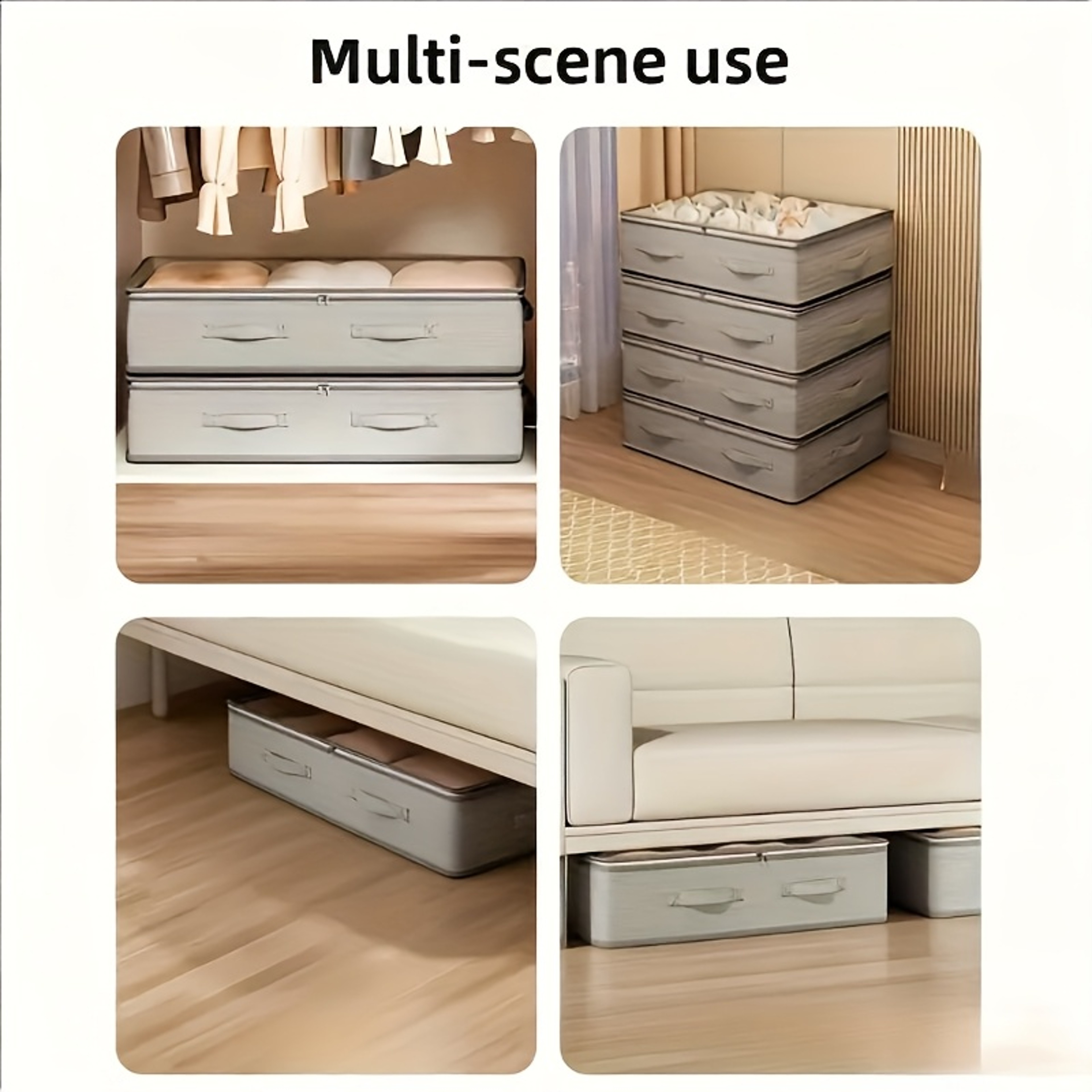 Under Bed Storage Bag Foldable Fabric Blanket Storage Organizer Space Saving 4